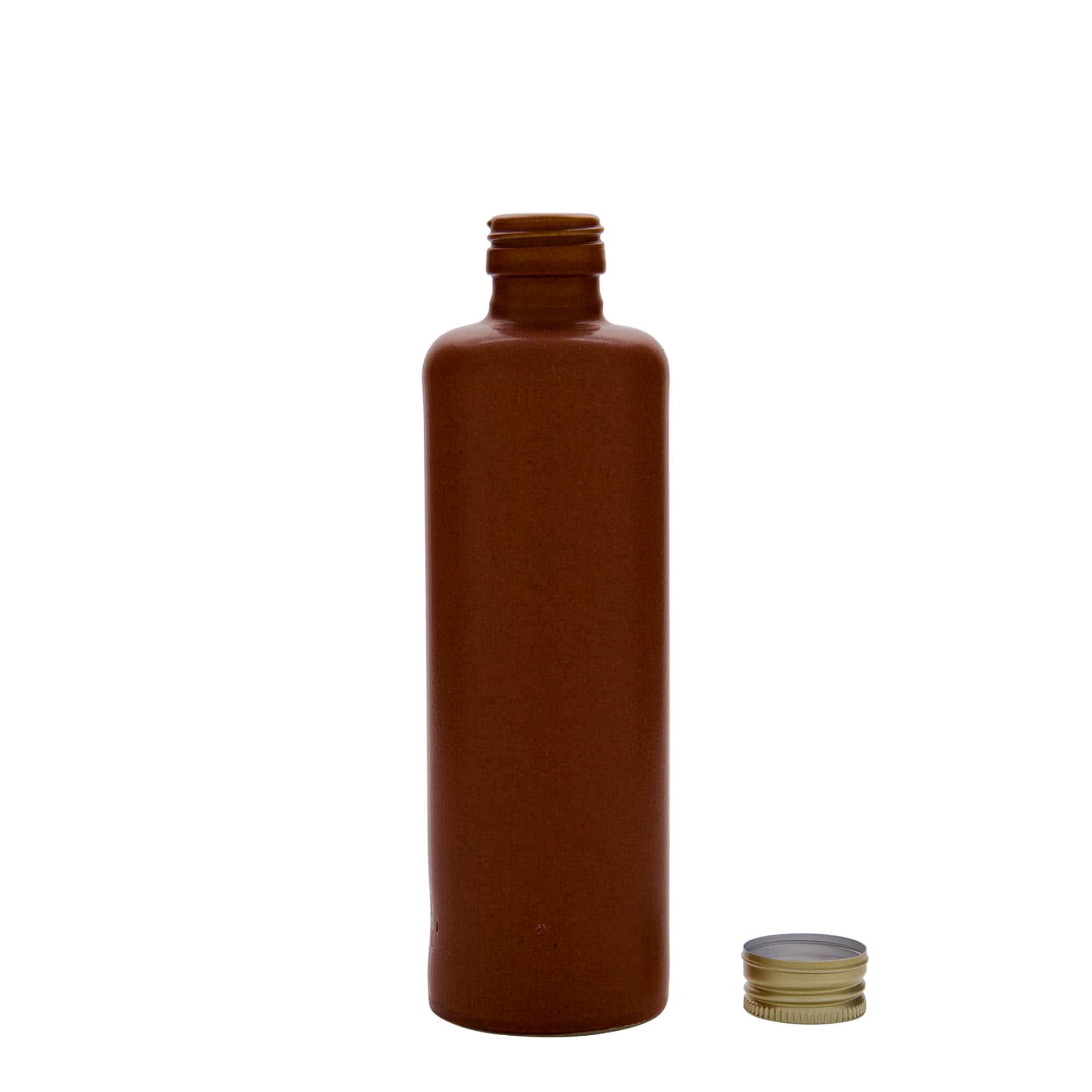 350 ml Bottiglia in ceramica, ceramica grès, rosso-marrone, imboccatura: PP 31,5