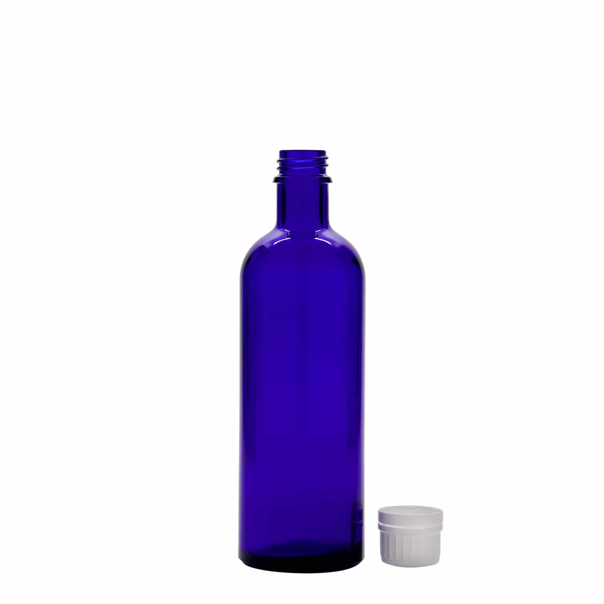 200 ml bottiglia medicinale, vetro, blu reale, bocca: DIN 22