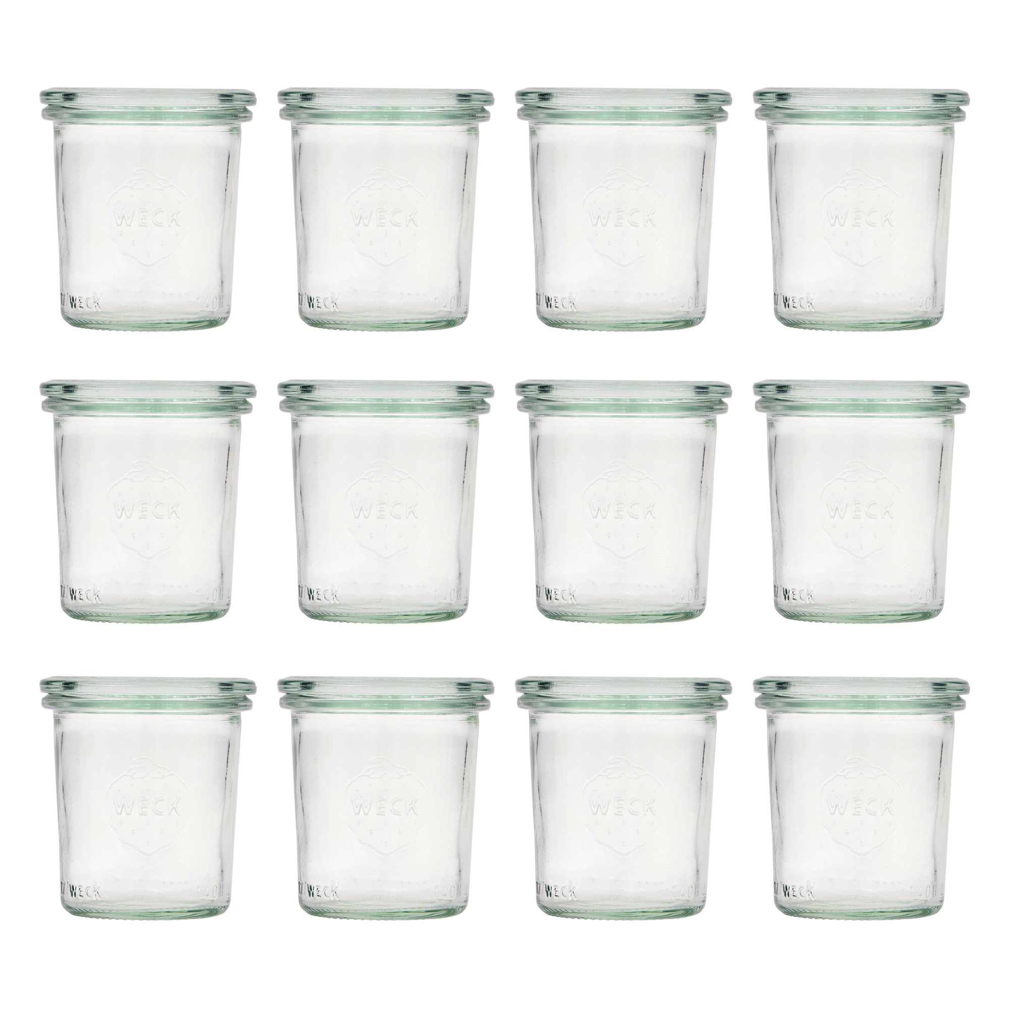 12x 140 ml vaso WECK a bocca larga con coperchio in vetro RR 60
