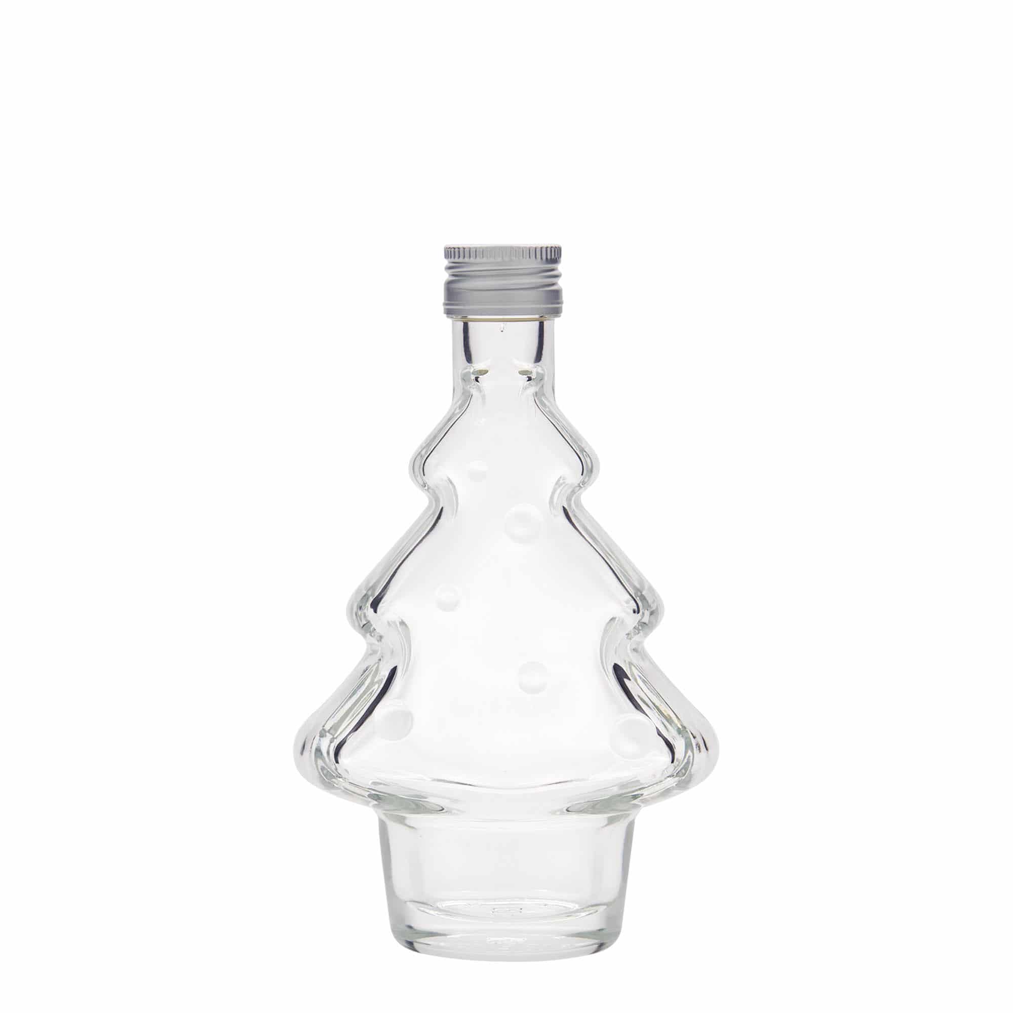 Bottiglia di vetro da 200 ml 'Albero di Natale', bocca: PP 28