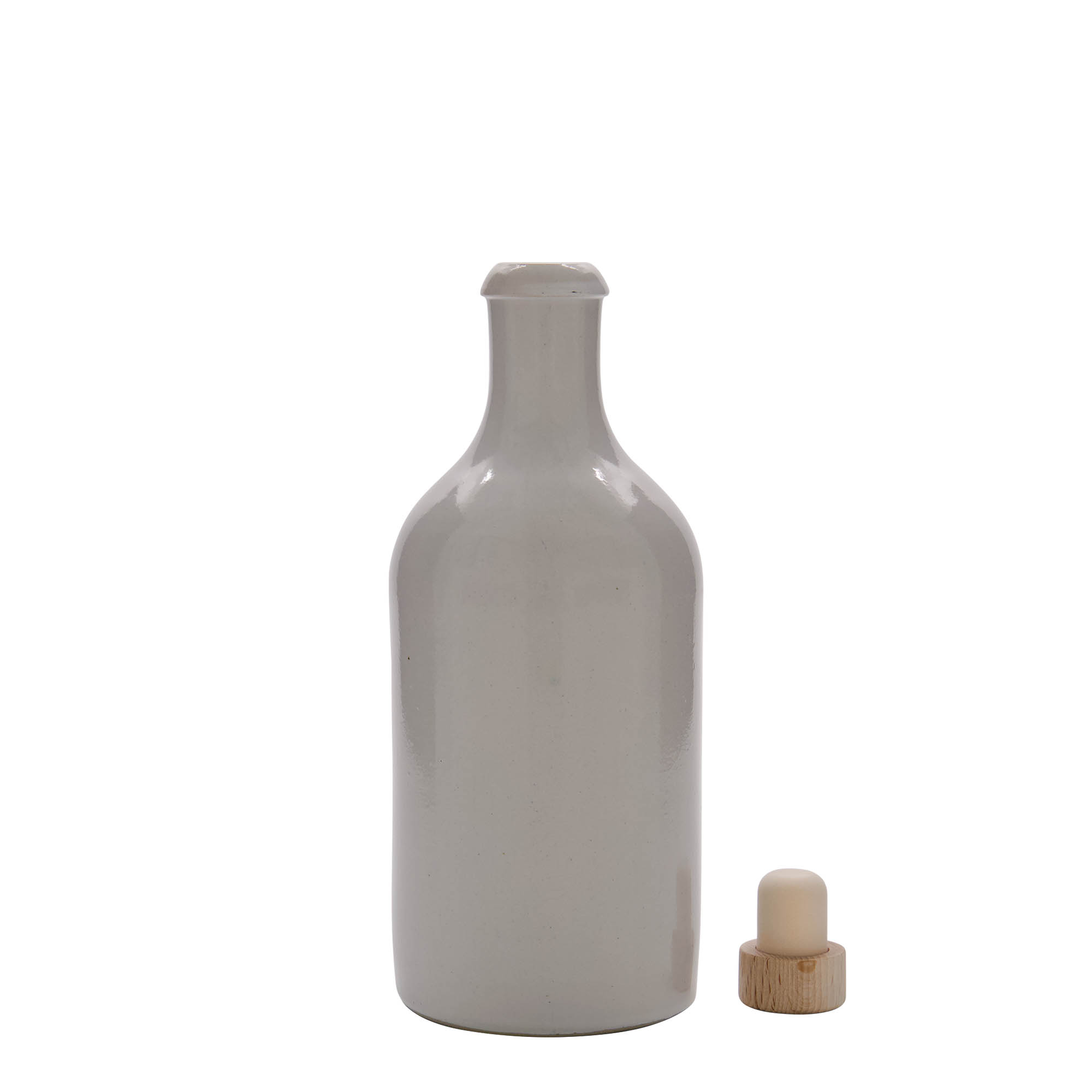 Boccale da 500 ml, gres, bianco, bocca: sughero