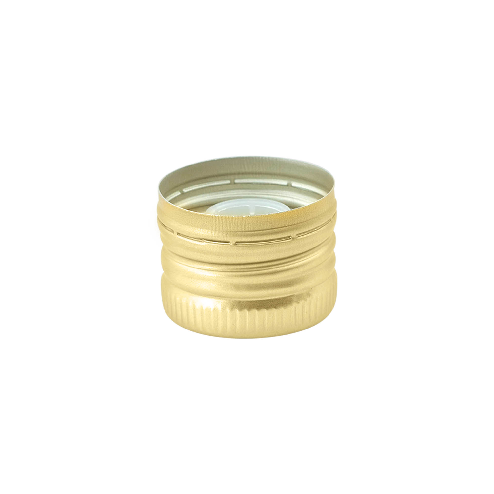 Chiusura a vite con beccuccio versatore, metallo-plastica, oro, per bocca: PP 31,5 Chiusura a vite con beccuccio versatore, metallo-plastica, oro, per bocca: PP 31,5