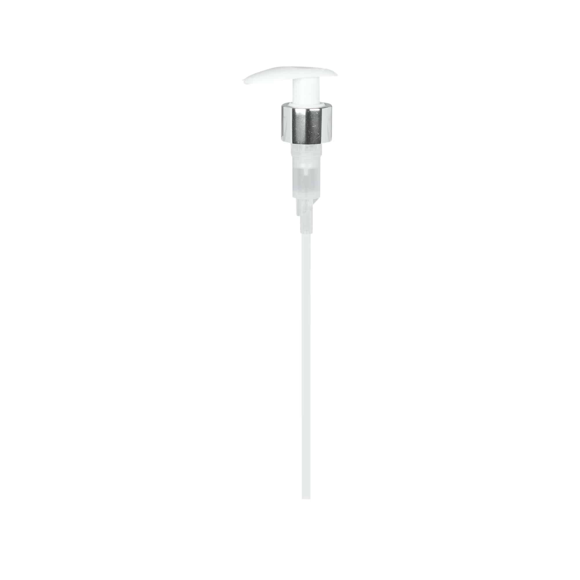 Tappo a vite con pompa dosatrice, plastica PP, bianco, per bocca: 24/410
