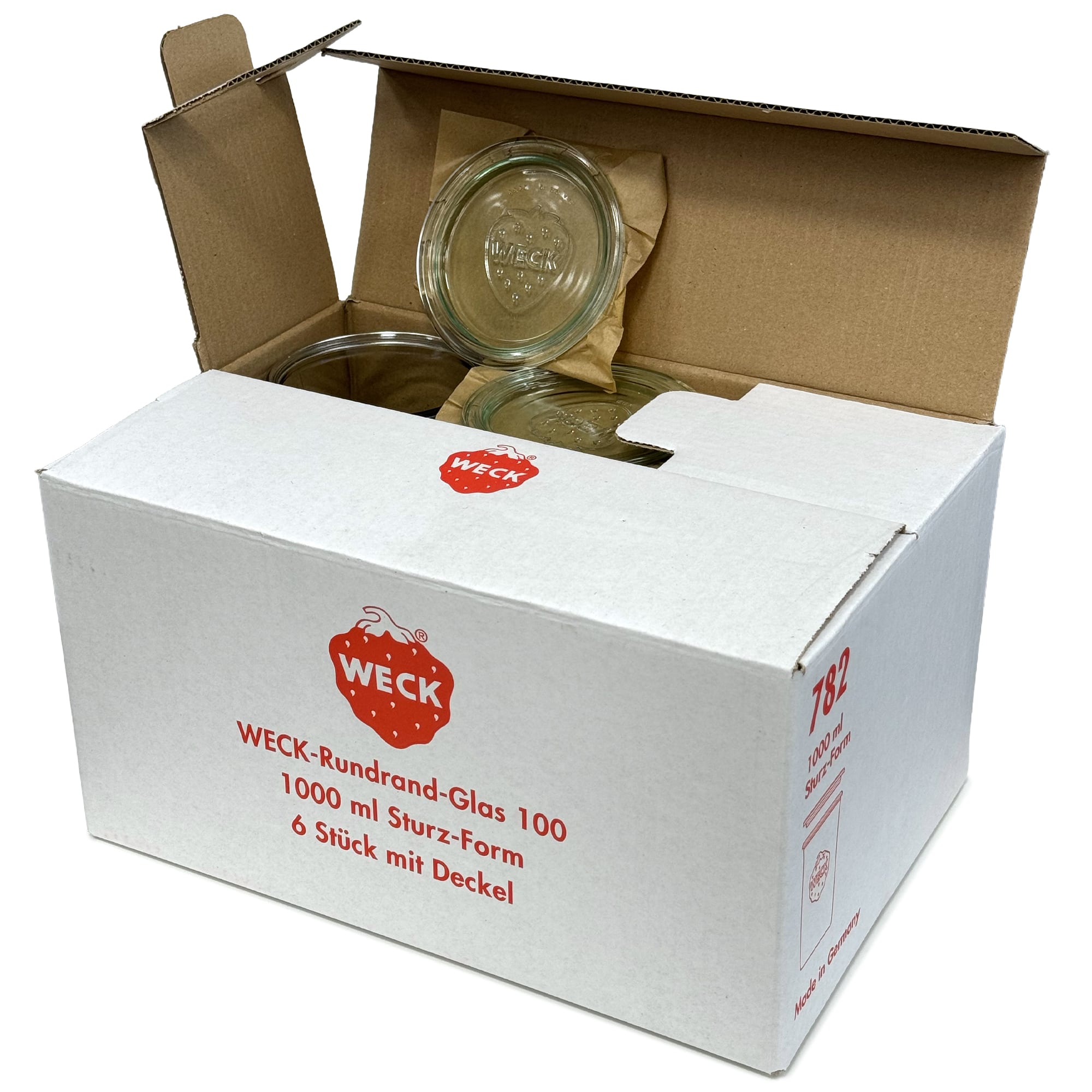 6x 1000 ml vaso WECK a bocca larga con coperchio in vetro RR 100