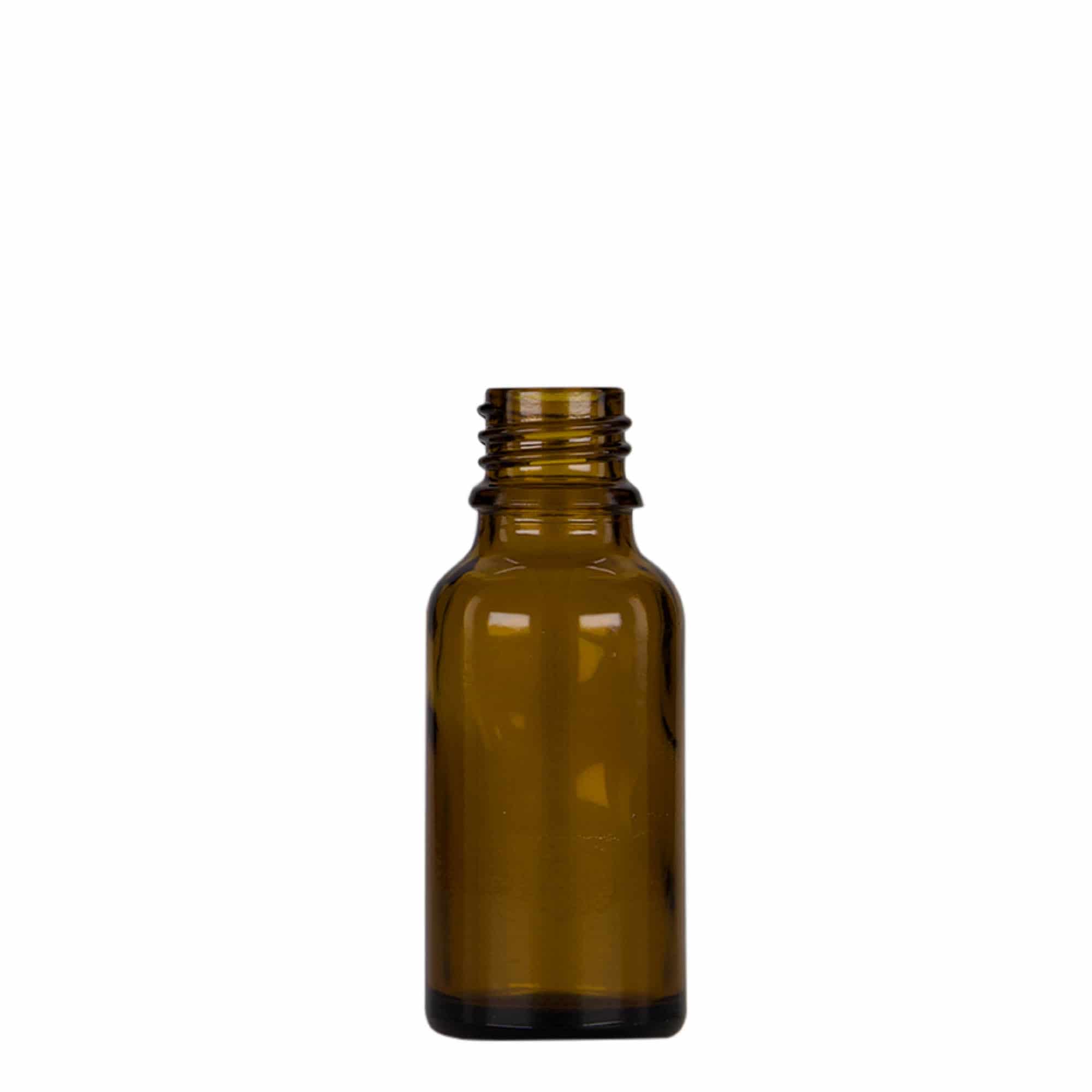 20 ml flacone con contagocce medico, vetro, marrone-nero, bocca: DIN 18