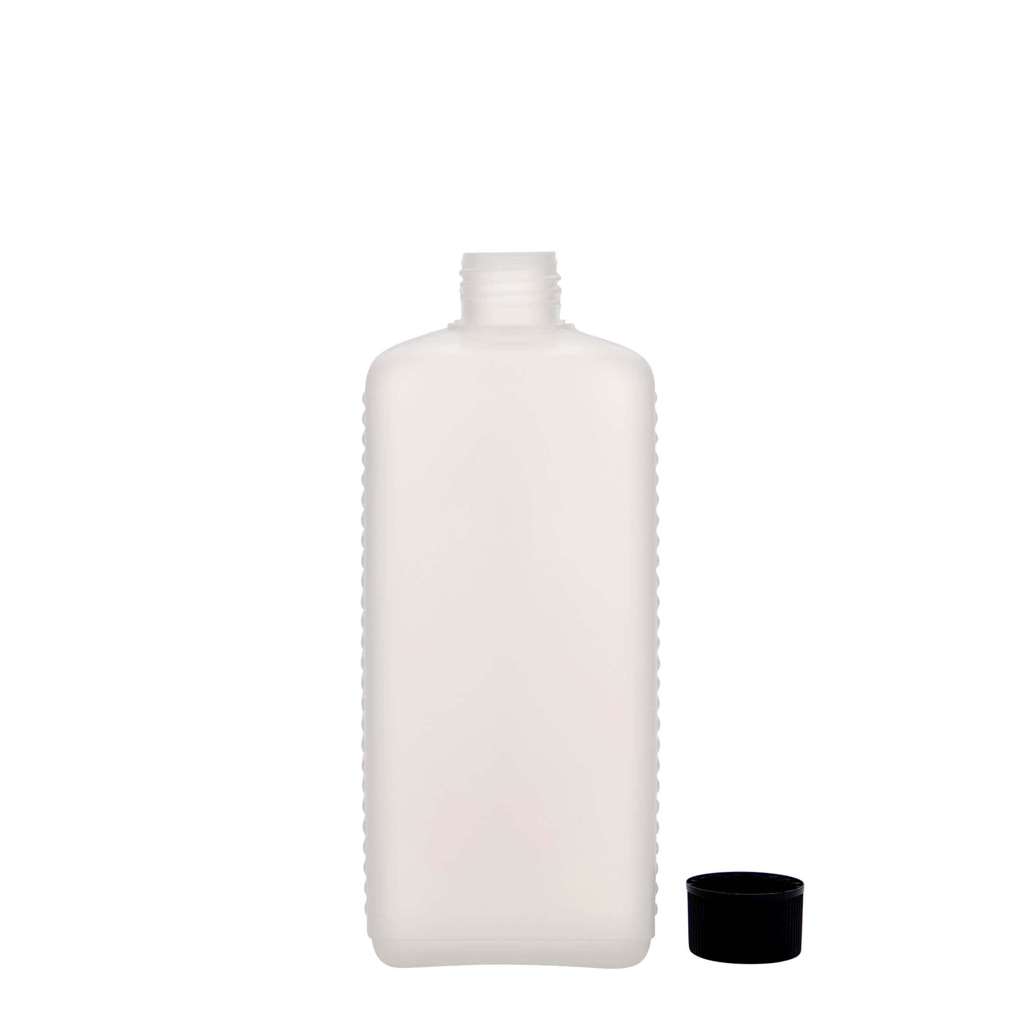 Contenitore da 500 ml, rettangolare, plastica HDPE, naturale, bocca: DIN 25 EPE