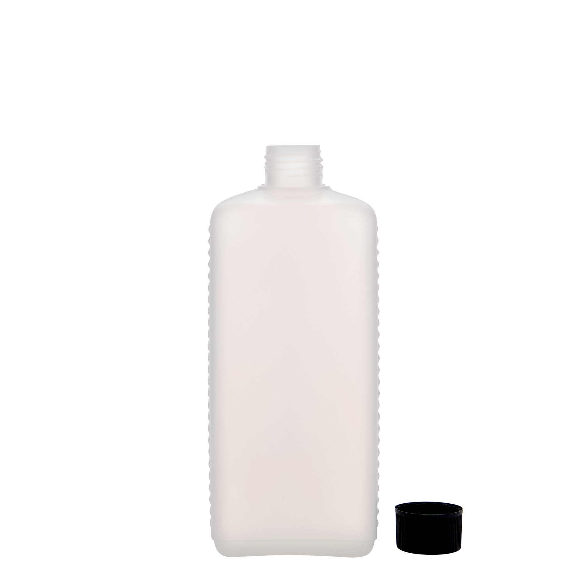 Contenitore da 500 ml, rettangolare, plastica HDPE, naturale, bocca: DIN 25 EPE Contenitore da 500 ml, rettangolare, plastica HDPE, naturale, bocca: DIN 25 EPE