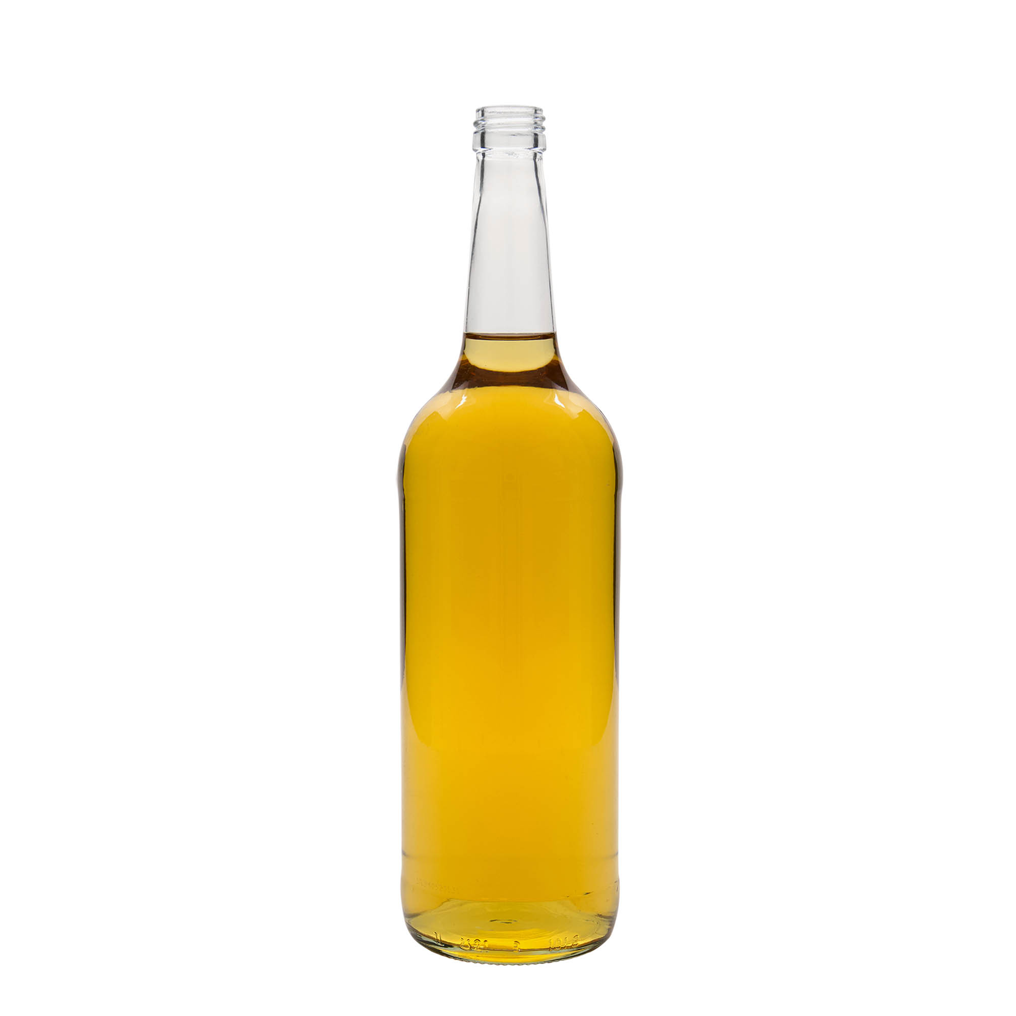 Bottiglia di vetro da 1.000 ml, collo dritto, bocca: PP 28 Bottiglia di vetro da 1.000 ml, collo dritto, bocca: PP 28