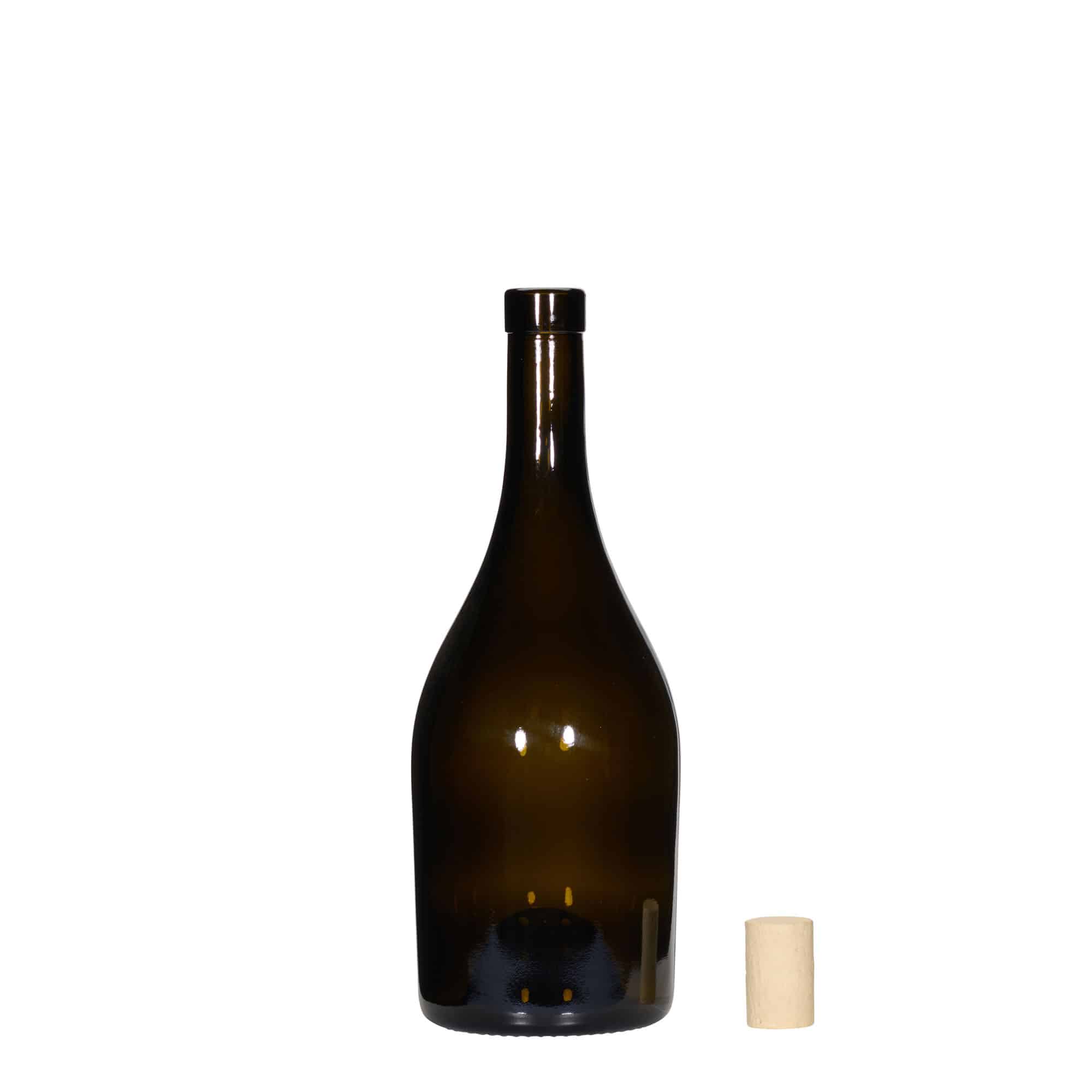 750 ml Bottiglia per vino 'Exclusive', verde antico, vetro, imboccatura: fascetta