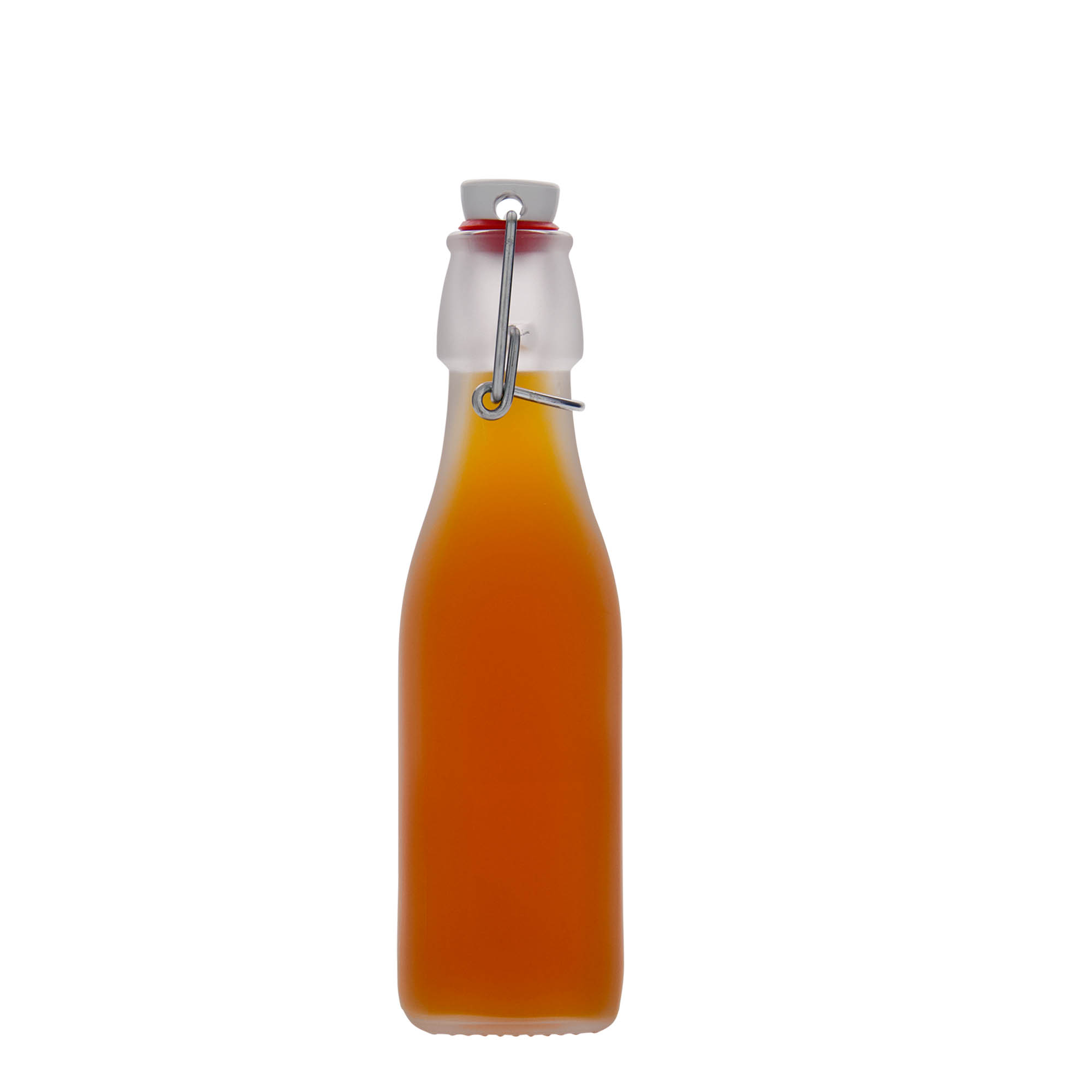 Bottiglia di vetro da 250 ml 'Swing, quadrata, bianca, bocca: chiusura a leva Bottiglia di vetro da 250 ml 'Swing, quadrata, bianca, bocca: chiusura a leva