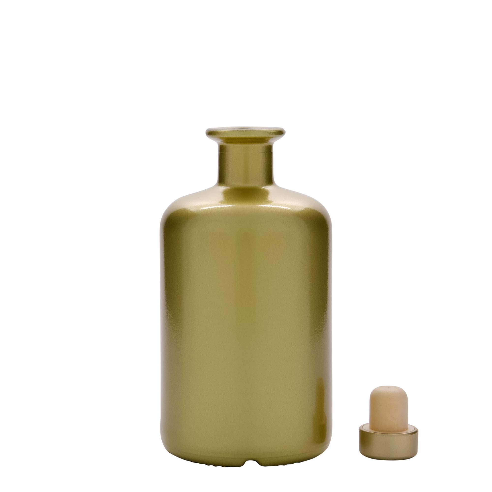 Bottiglia di vetro da 500 ml, da farmacista, oro, bocca: sughero
