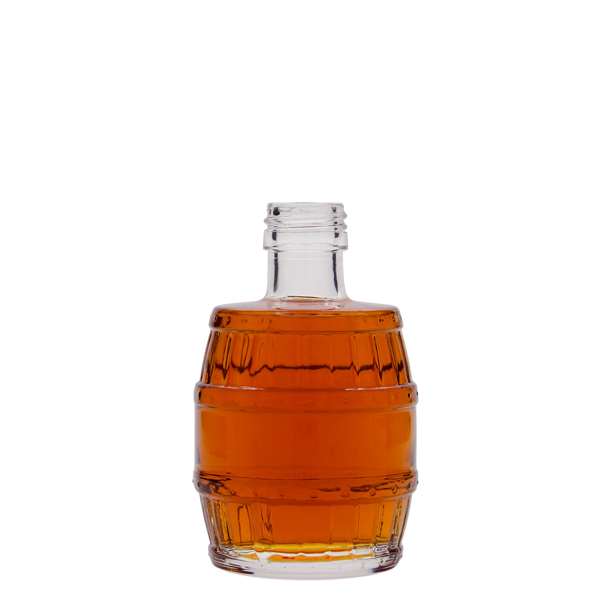 Bottiglia di vetro da 200 ml 'Barile', bocca: PP 28 Bottiglia di vetro da 200 ml 'Barile', bocca: PP 28