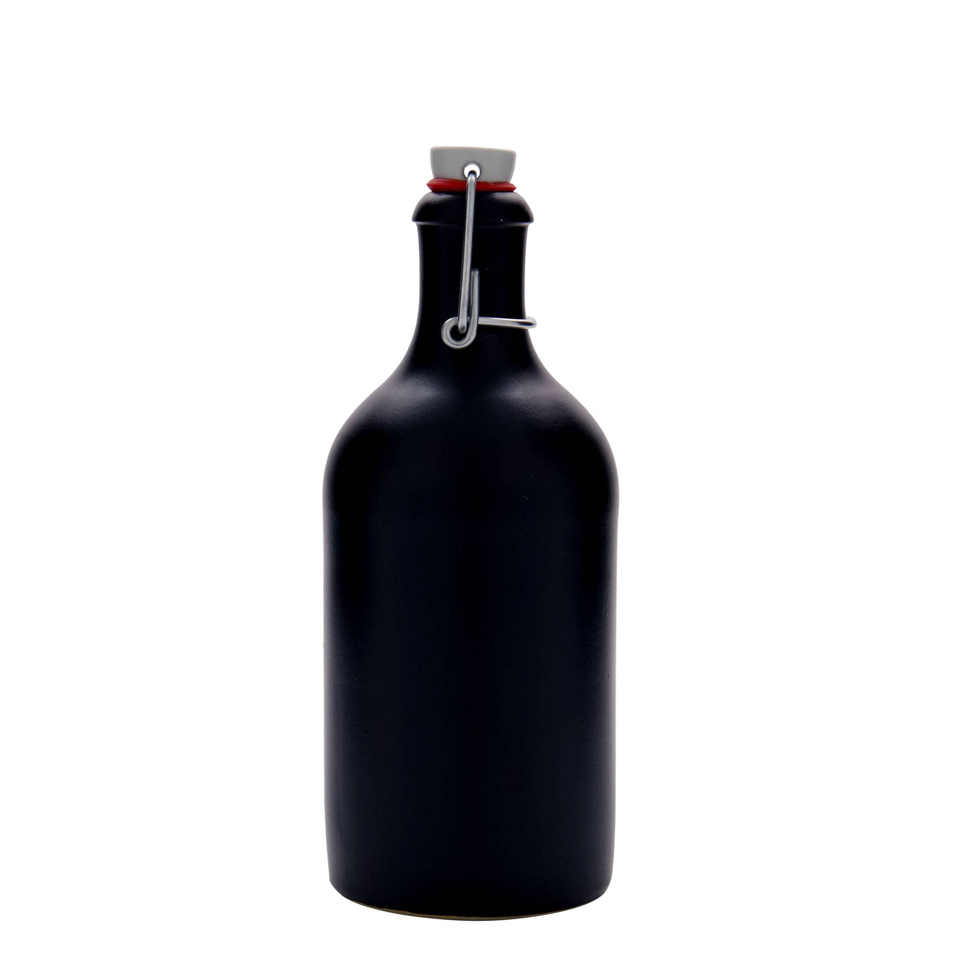 500 ml Bottiglia in ceramica, ceramica grès, nero, imboccatura: tappo meccanico