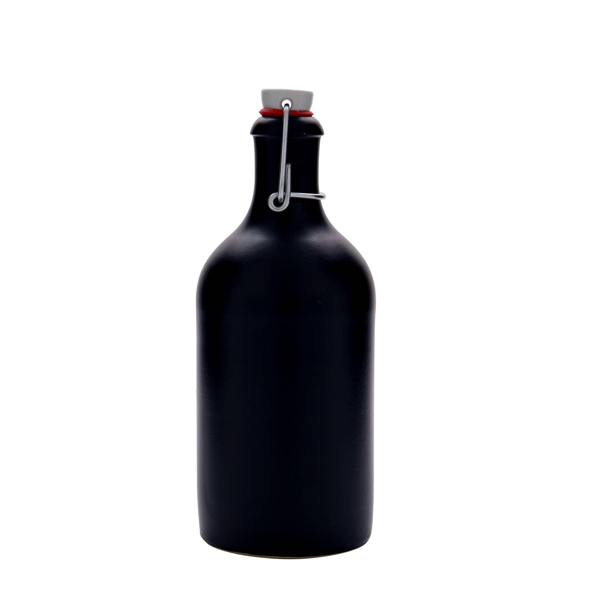 Boccale da 500 ml, gres, nero, bocca: chiusura a leva