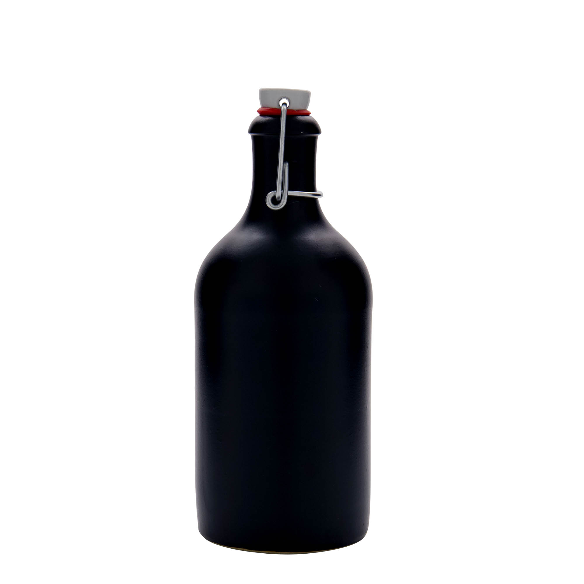 Boccale da 500 ml, gres, nero, bocca: chiusura a leva