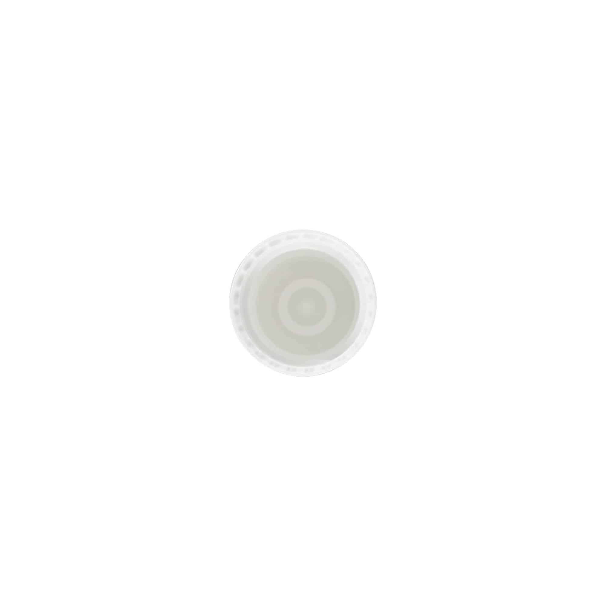 Tappo per flacone roll-on da 10 ml, plastica PP, bianco, per bocca: chiusura a vite