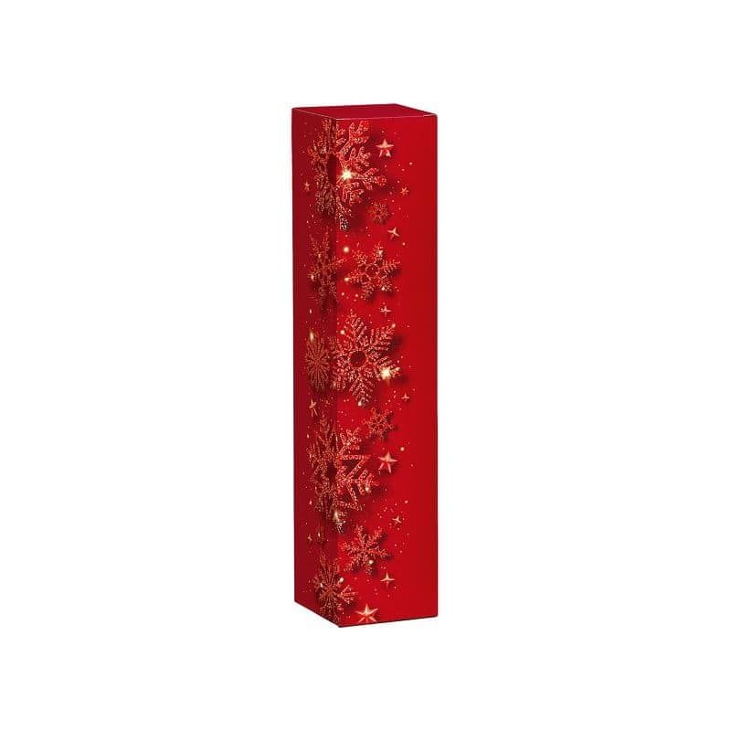 Scatola portabottiglie 'Cristalli di ghiaccio scintillanti ', quadrata, cartone, rosso