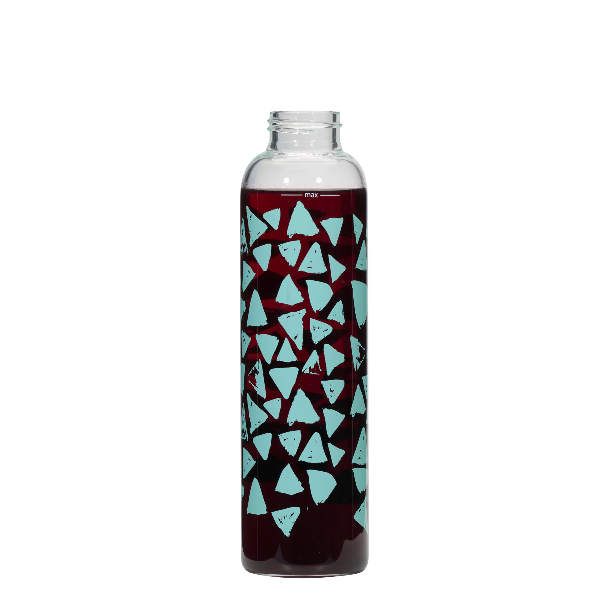 500 ml Borraccia 'Perseus', motivo: Triangoli turchesi, vetro, imboccatura: a vite