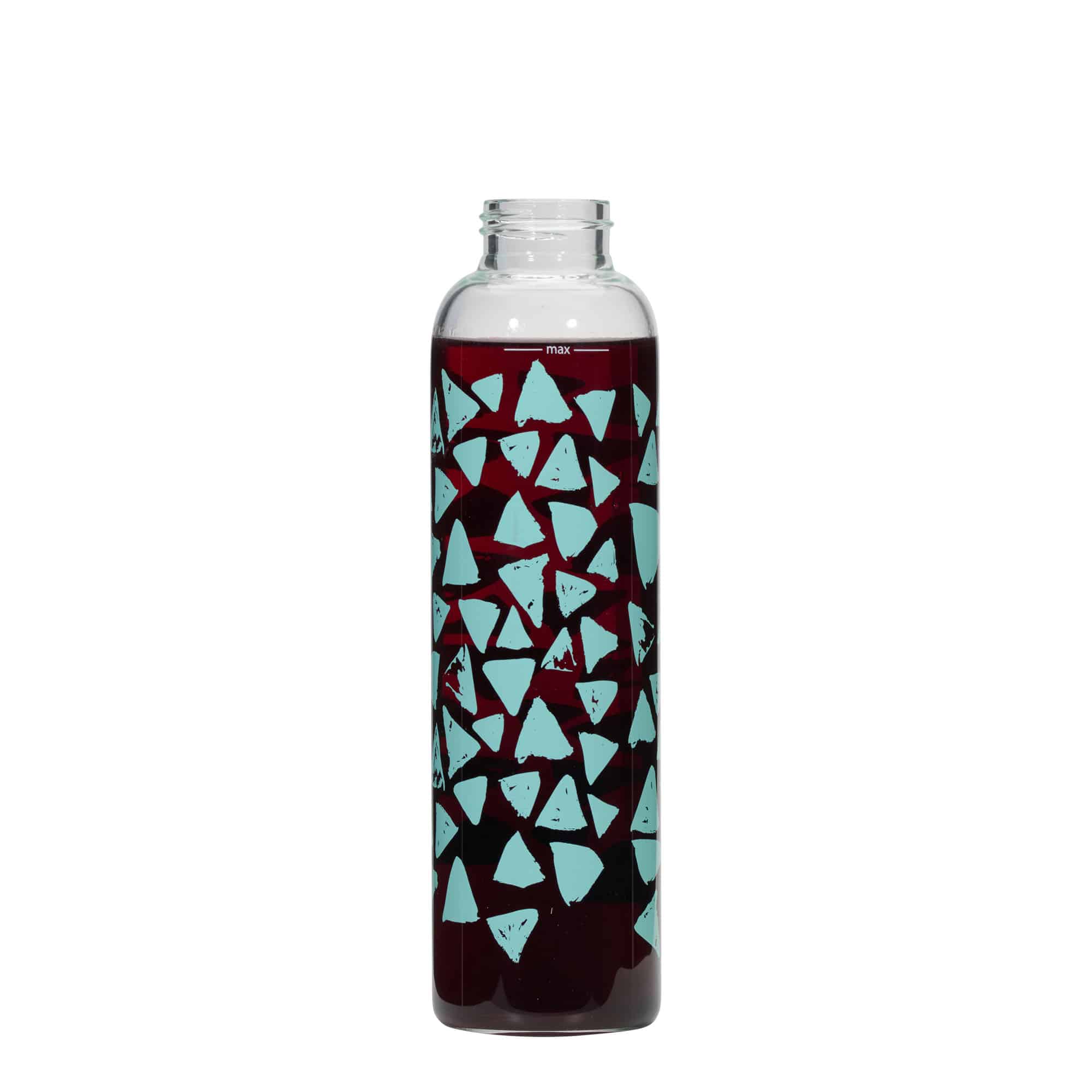 500 ml Borraccia 'Perseus', motivo: Triangoli turchesi, vetro, imboccatura: a vite