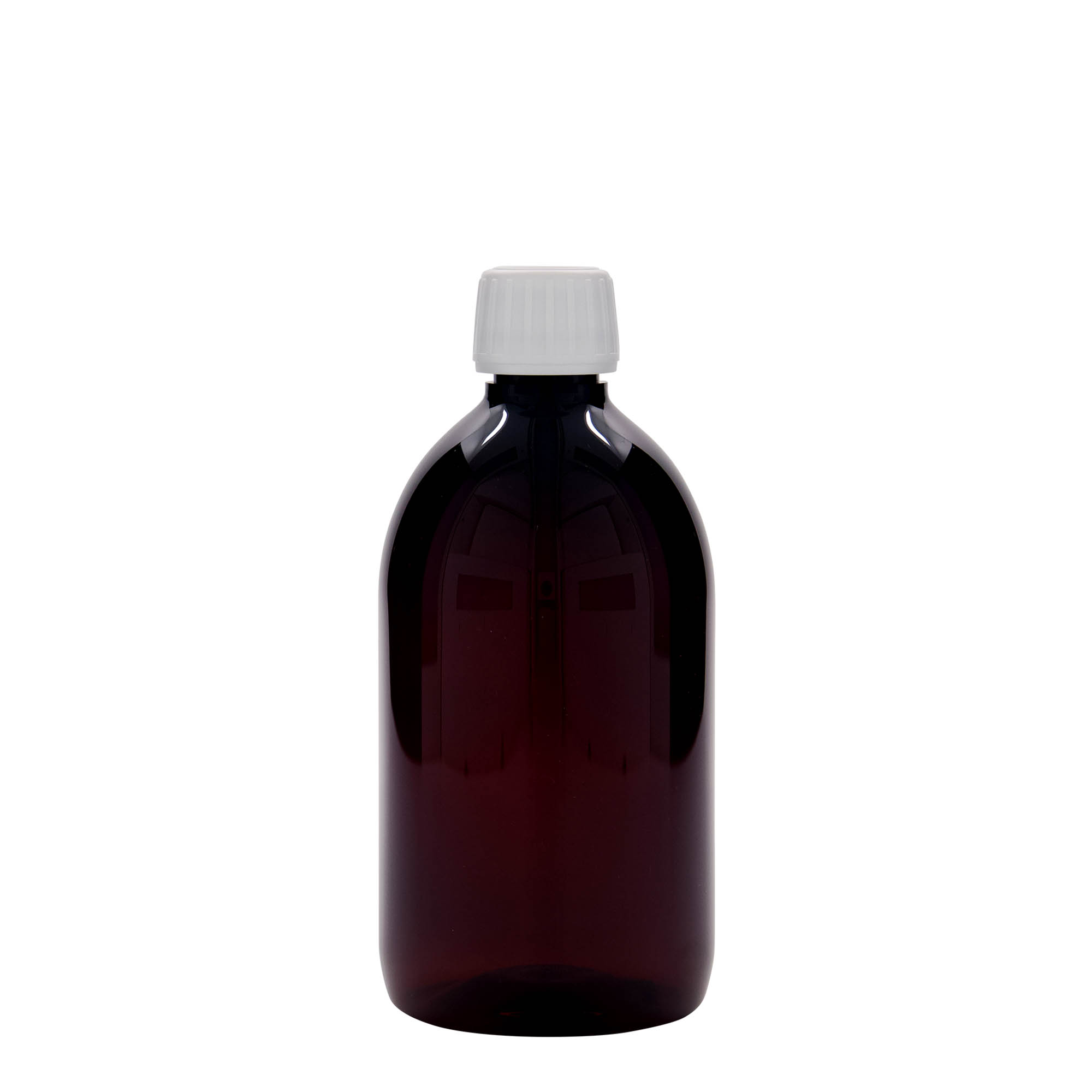 500 ml bottiglia medica in PET, marrone, plastica, bocca: PP 28