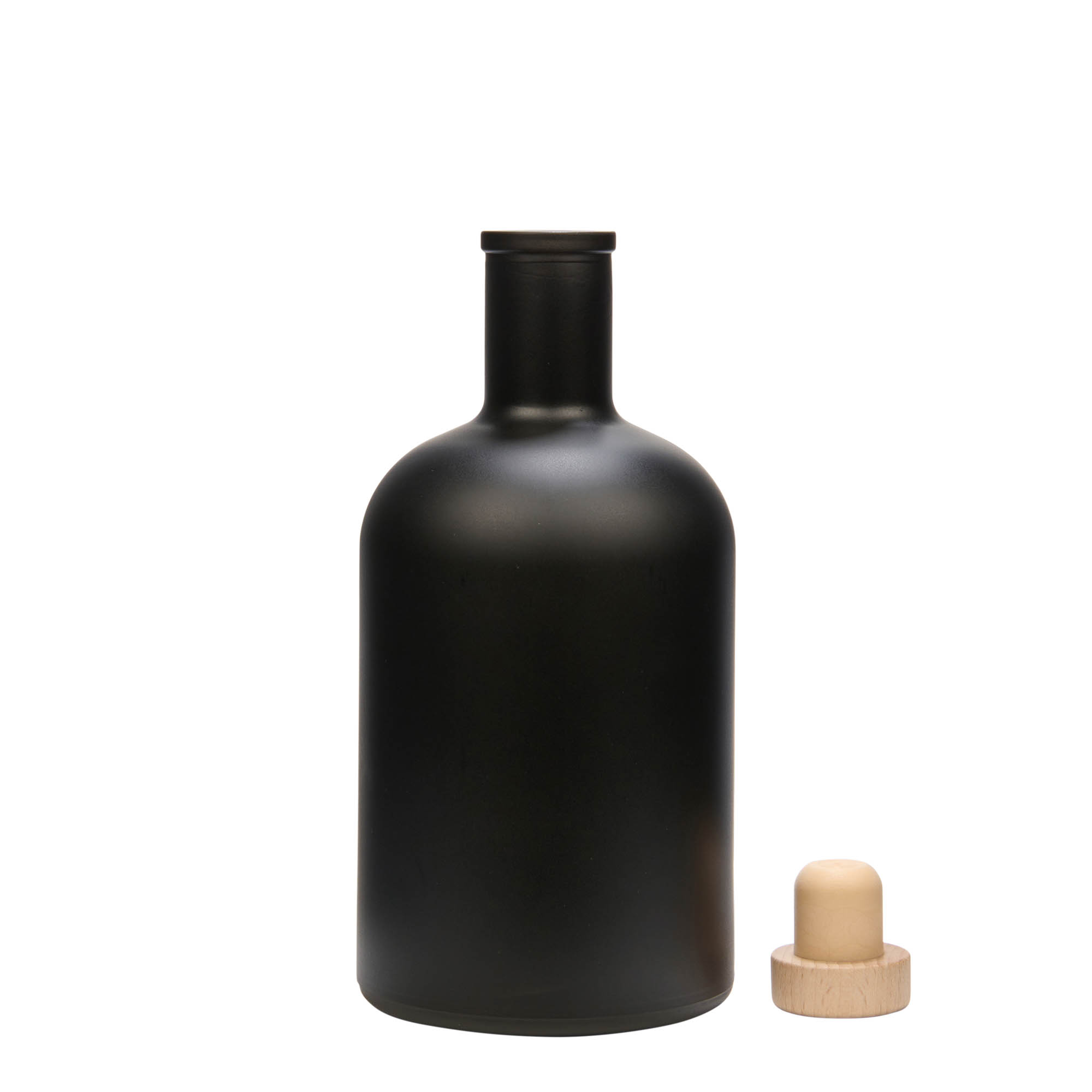 Bottiglia di vetro da 700 ml 'Gerardino', nera, bocca: tappo di sughero Bottiglia di vetro da 700 ml 'Gerardino', nera, bocca: tappo di sughero