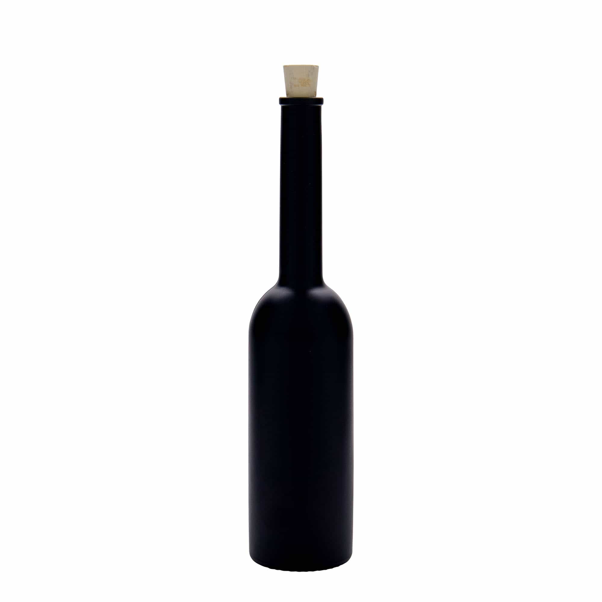 200 ml Bottiglia di vetro 'Opera', nero, imboccatura: fascetta