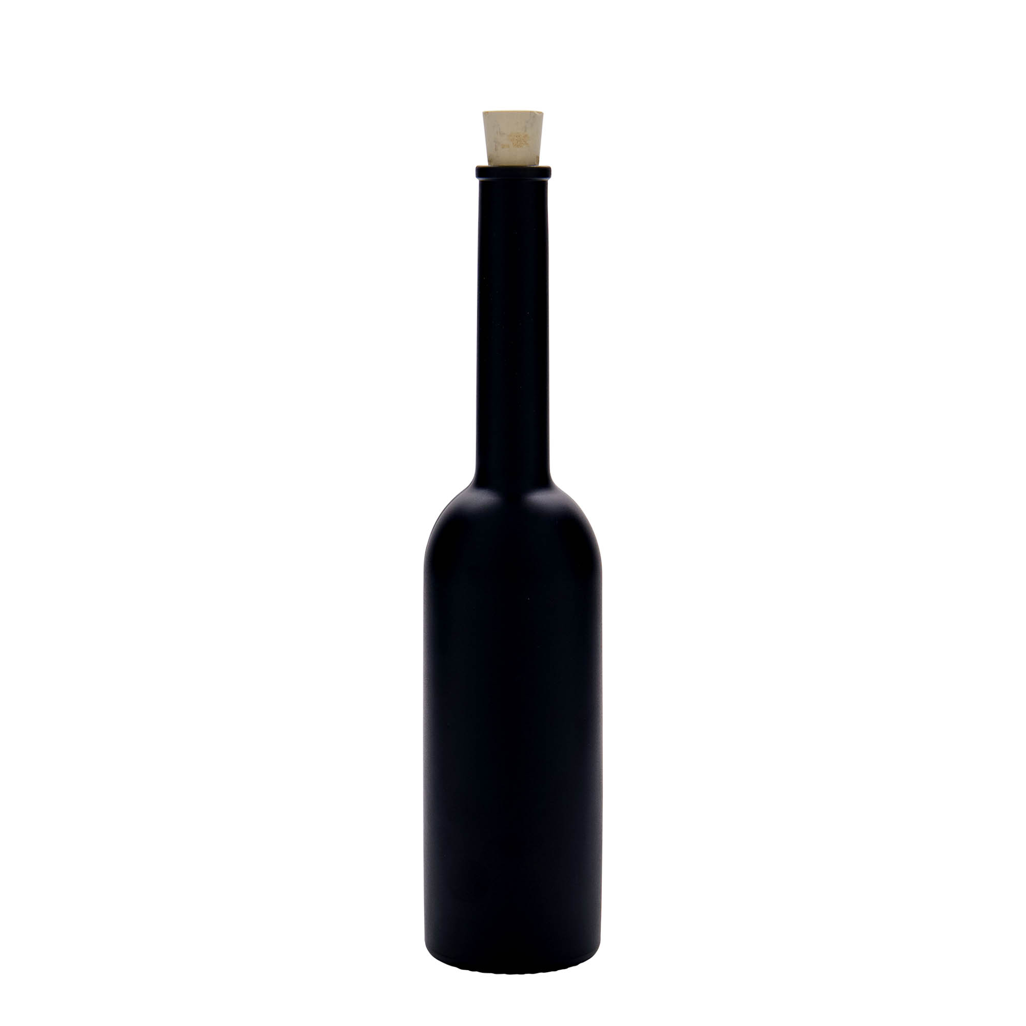 Bottiglia di vetro da 200 ml 'Opera', nera, bocca: sughero Bottiglia di vetro da 200 ml 'Opera', nera, bocca: sughero