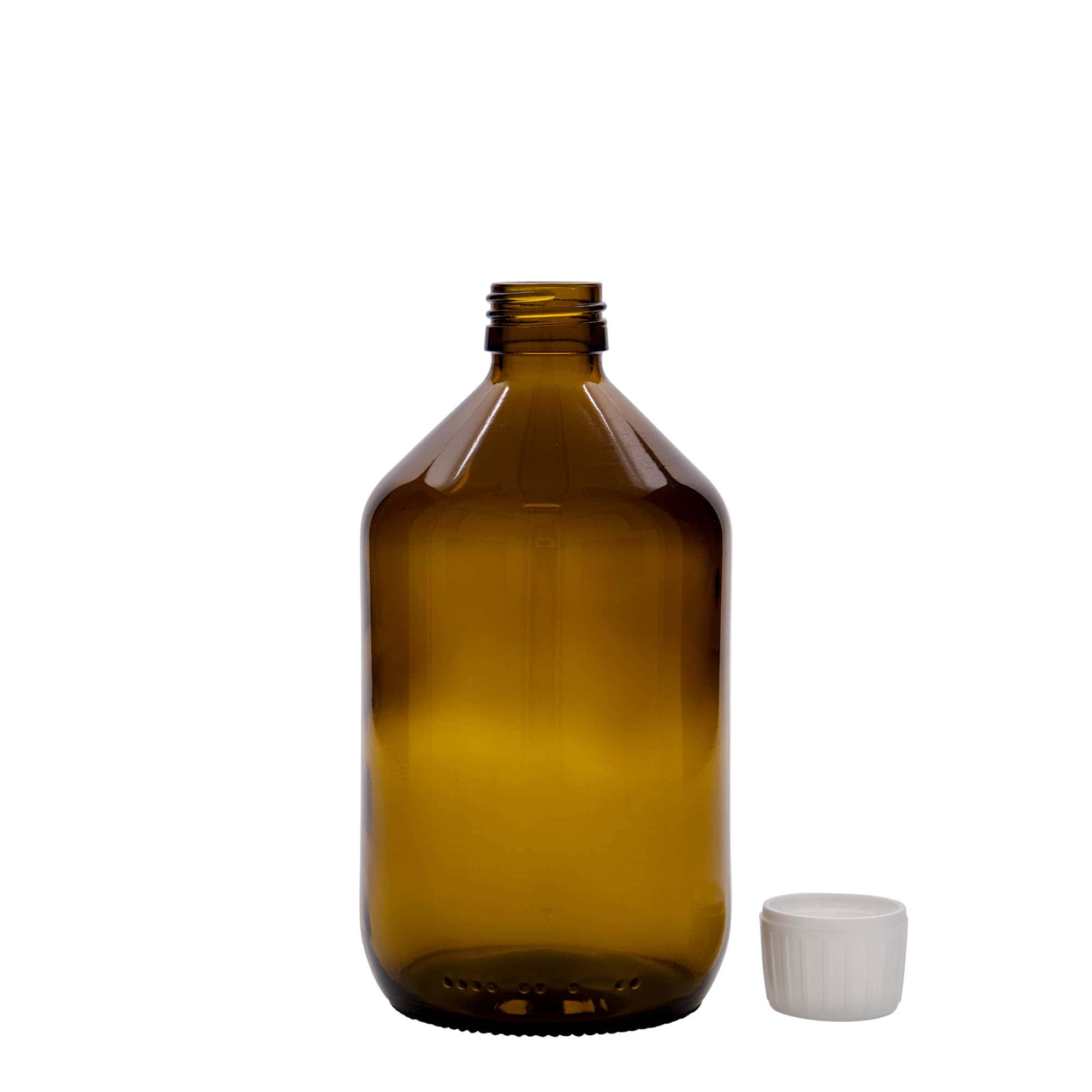 500 ml bottiglia medicinale, marrone, vetro, bocca: PP 28