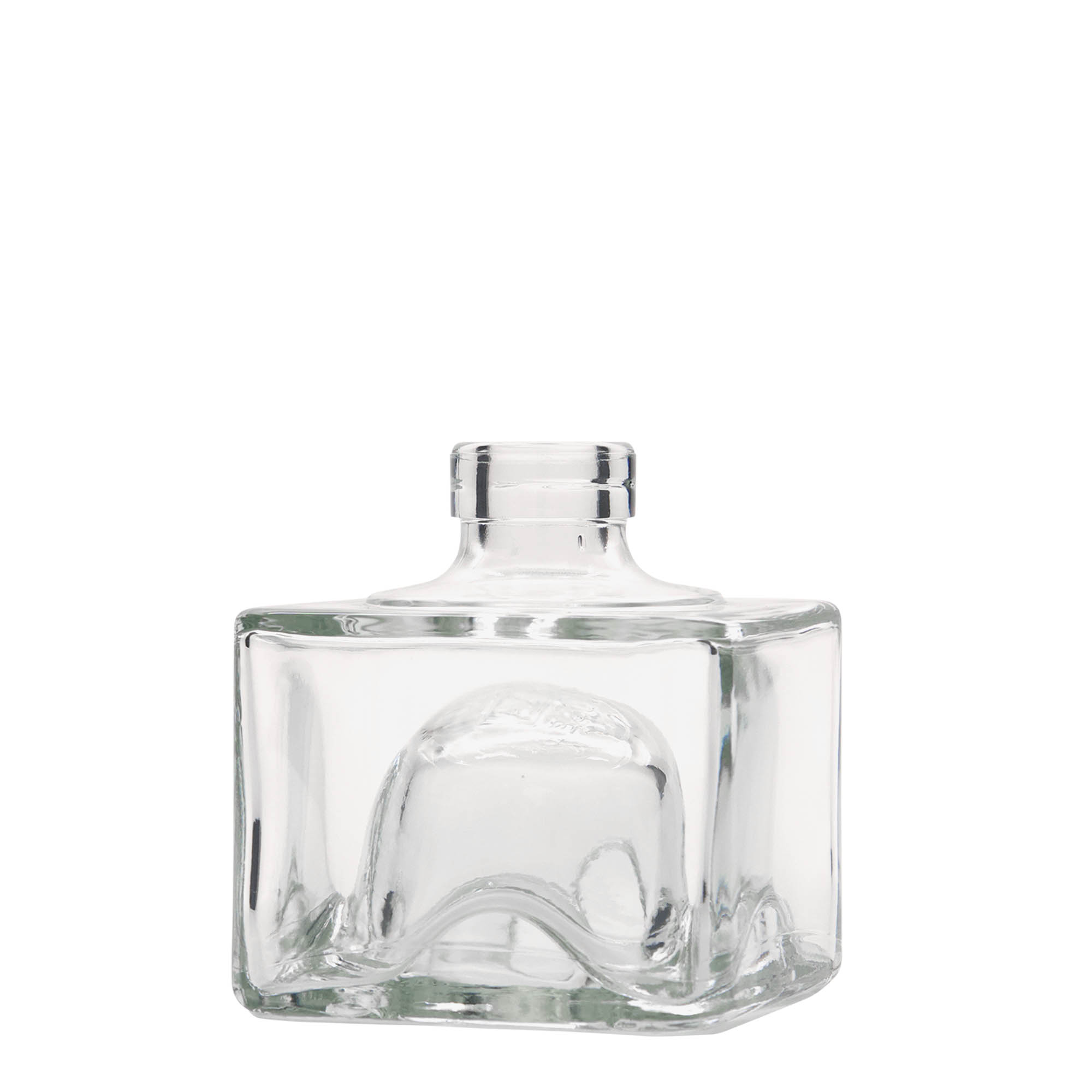 Bottiglia di vetro da 200 ml 'Cocolores', quadrata, bocca: sughero Bottiglia di vetro da 200 ml 'Cocolores', quadrata, bocca: sughero