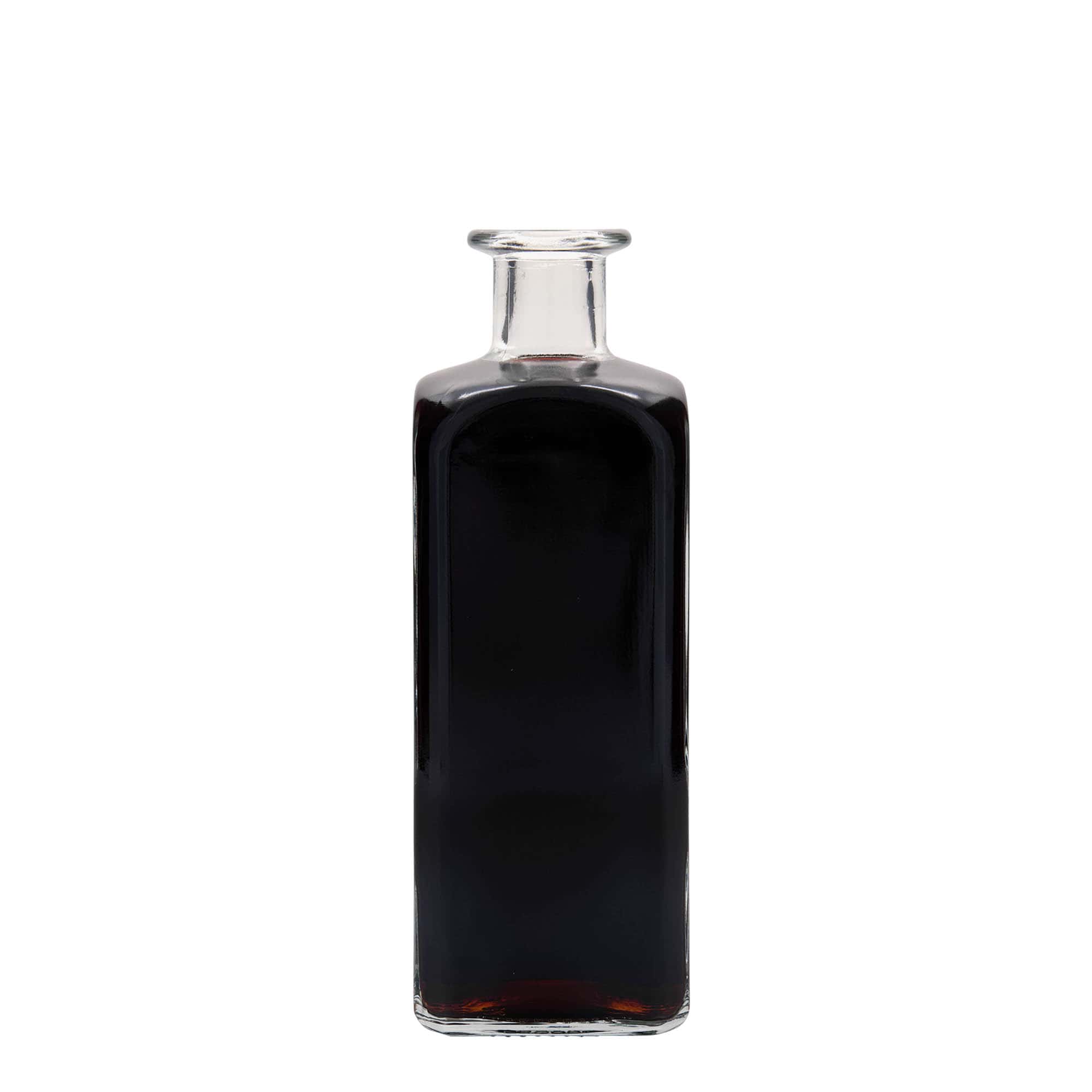 Bottiglia di vetro da 500 ml Apotheker Carré, quadrata, bocca: sughero