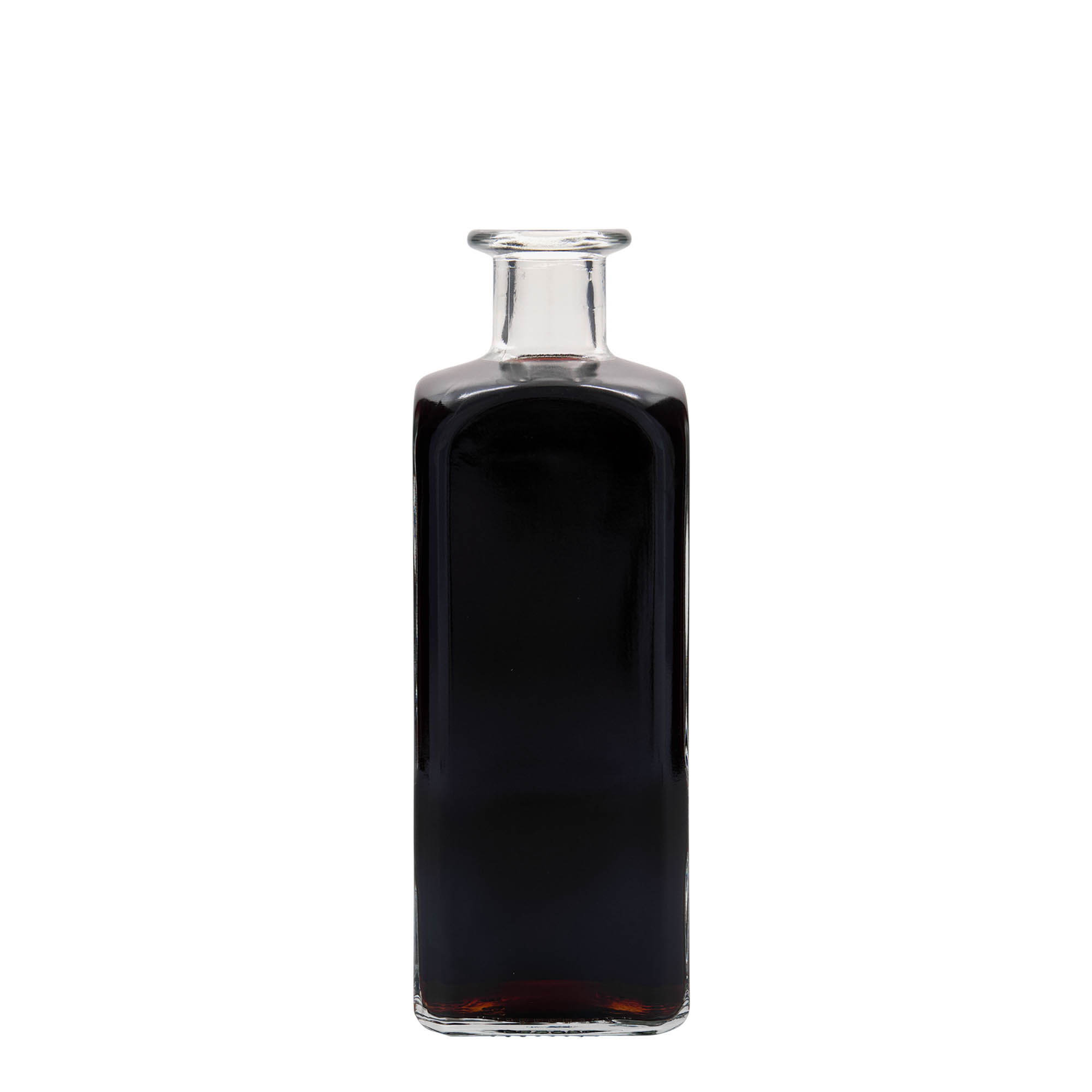 Bottiglia di vetro da 500 ml Apotheker Carré, quadrata, bocca: sughero