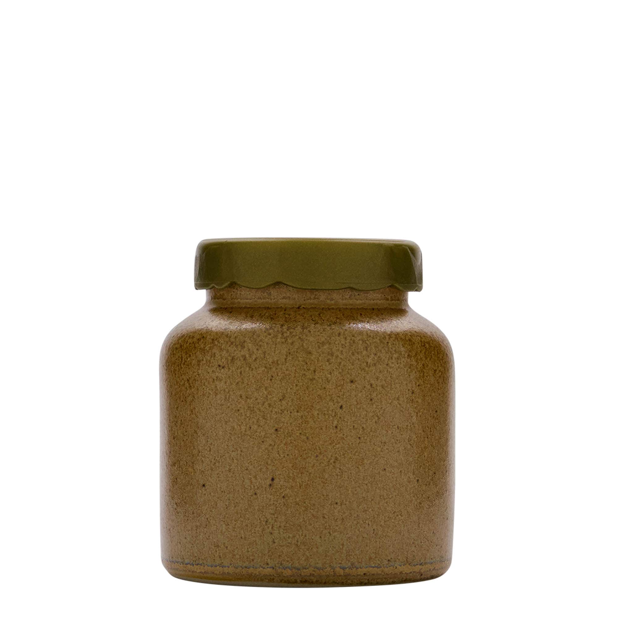 270 ml vaso in gres, ceramica, marrone-cristallo, bocca: coperchio a calotta