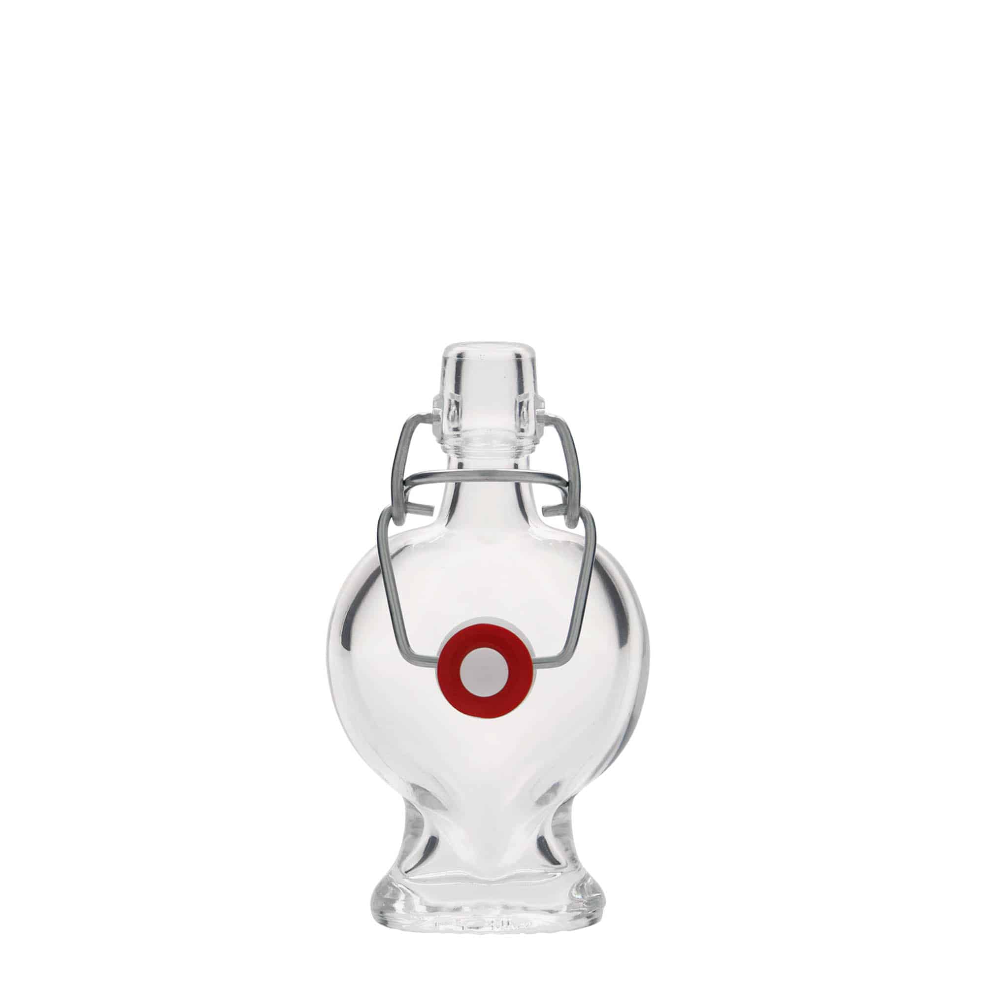 40 ml Bottiglia di vetro a forma di 'Cuore', imboccatura: tappo meccanico 40 ml Bottiglia di vetro a forma di 'Cuore', imboccatura: tappo meccanico