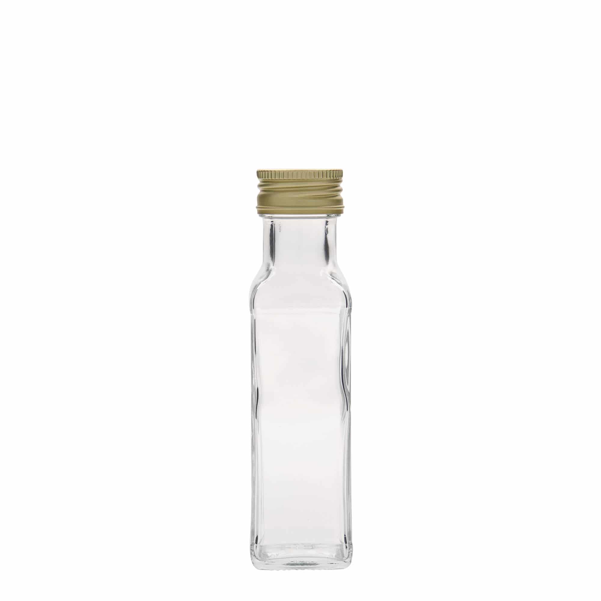 Bottiglia di vetro da 100 ml 'Marasca', quadrata, bocca: PP 31,5
