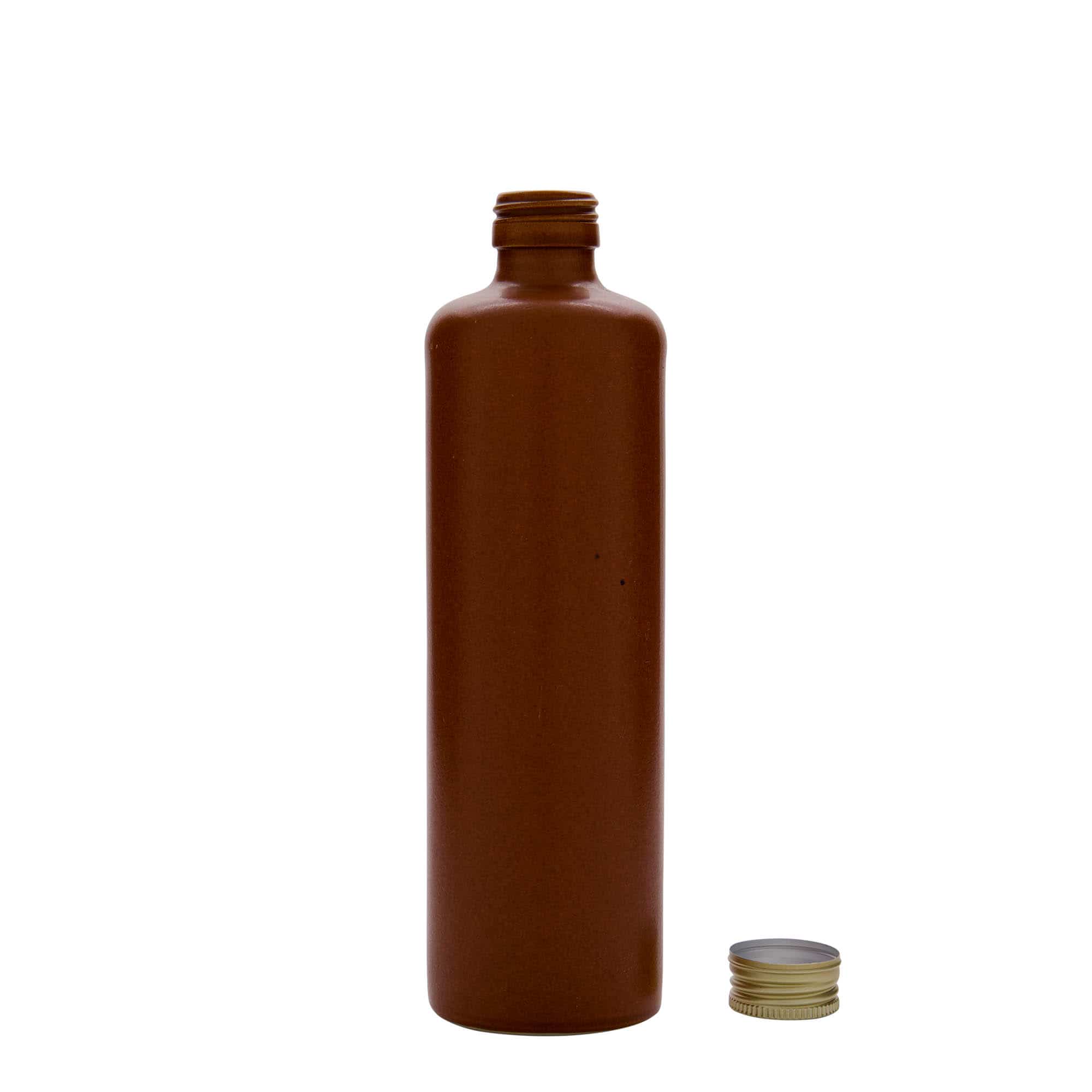 500 ml Bottiglia in ceramica, ceramica grès, rosso-marrone, imboccatura: PP 31,5