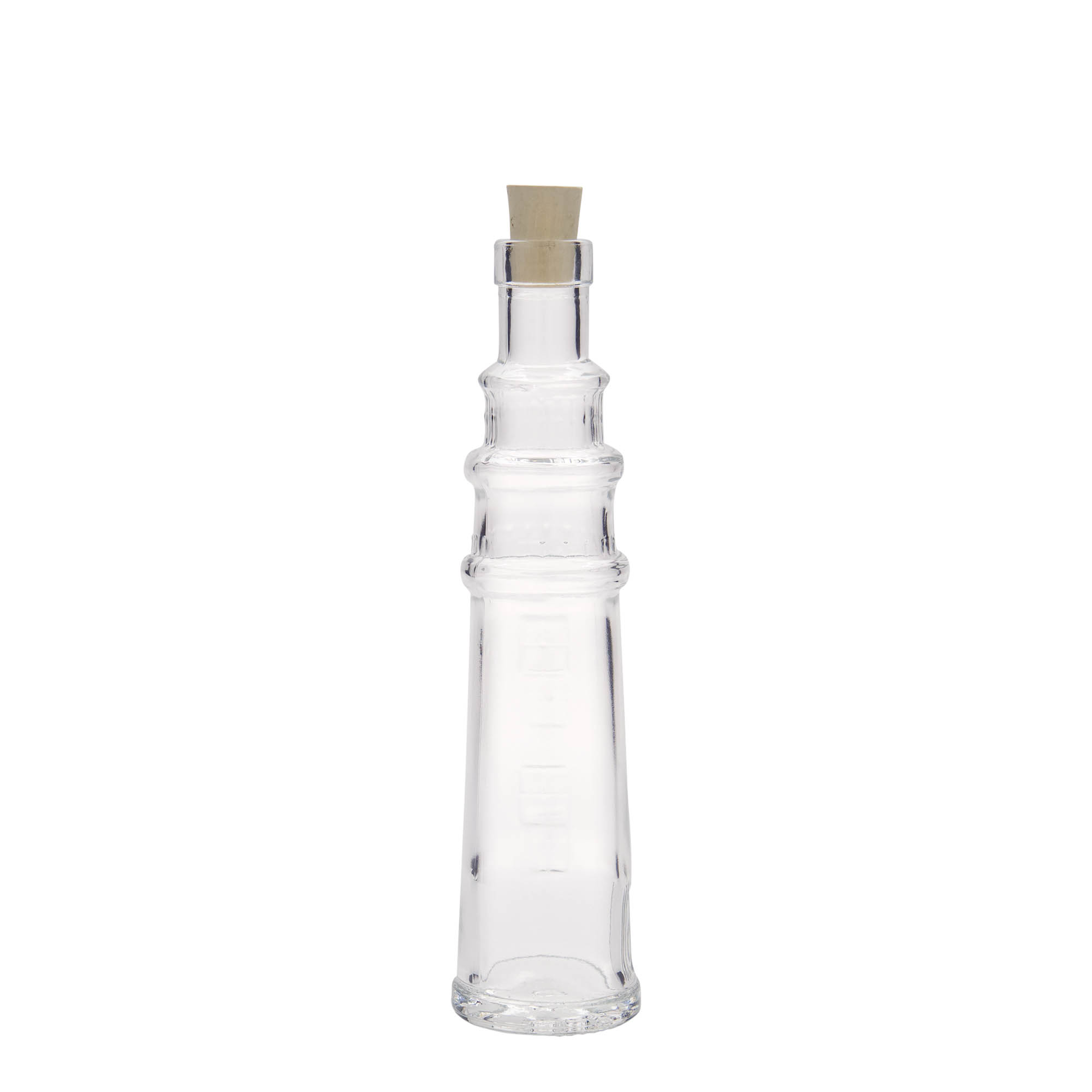 Bottiglia di vetro da 100 ml 'Leuchtturm', bocca: sughero Bottiglia di vetro da 100 ml 'Leuchtturm', bocca: sughero