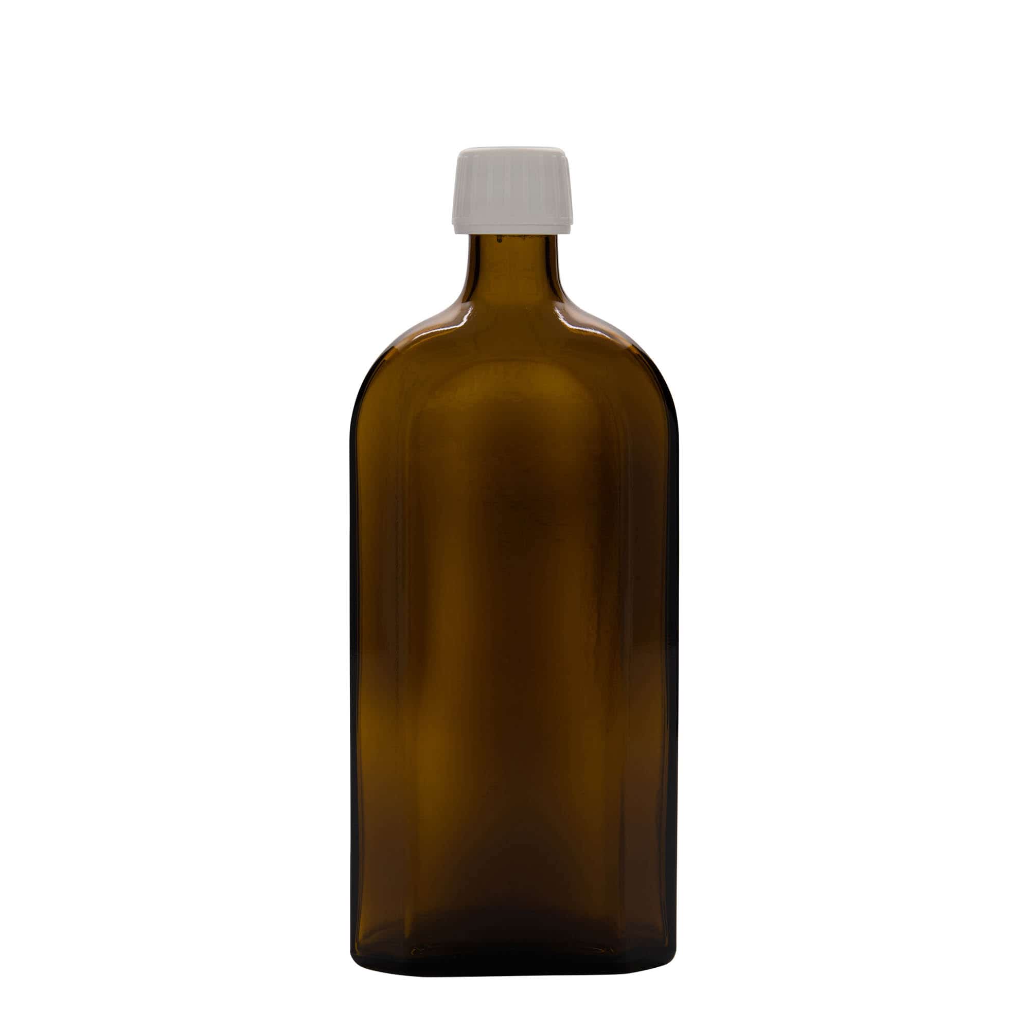 500 ml Bottiglia farmaceutica Meplat, ovale, vetro, marrone, imboccatura: PP 28
