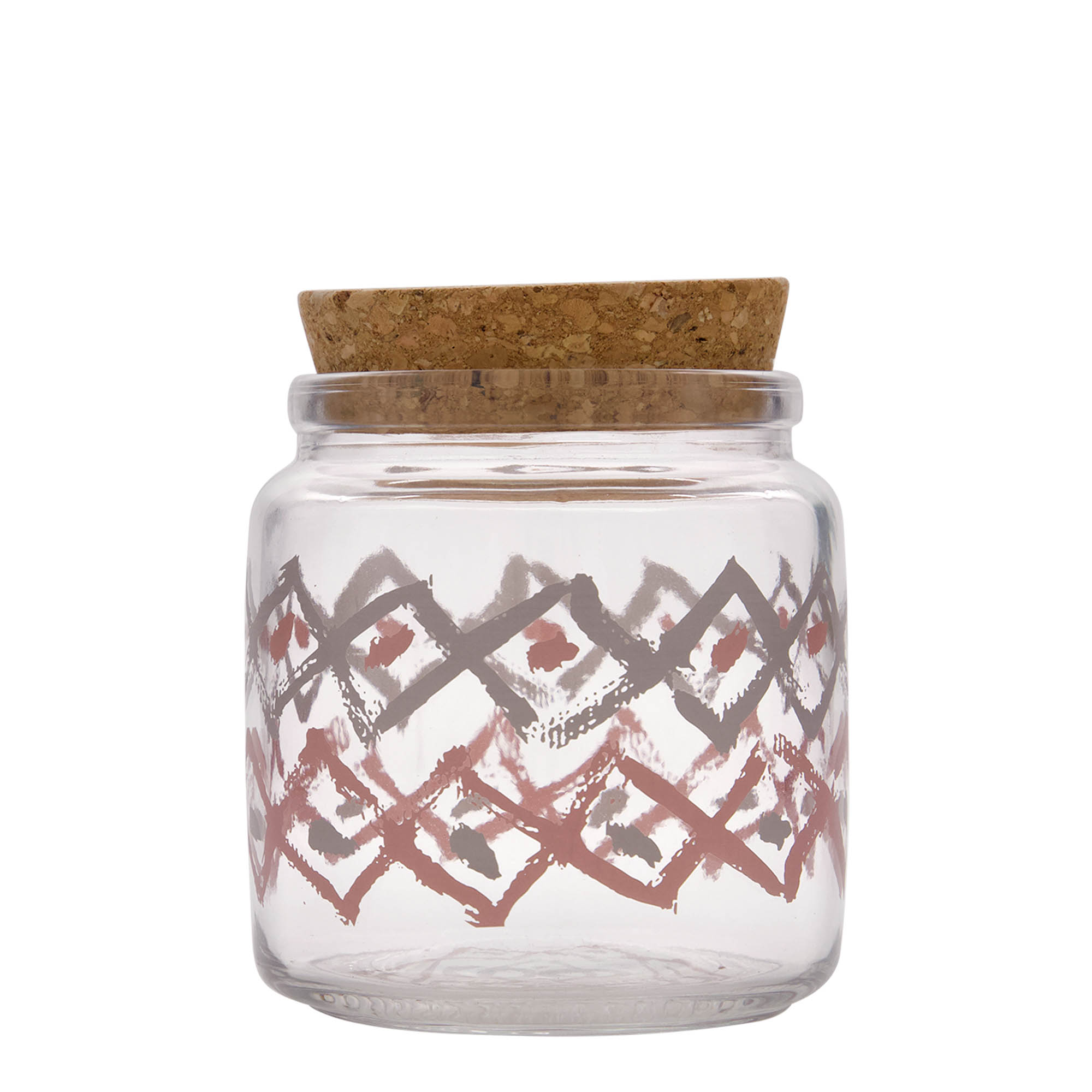 750 ml Vetro con tappo di sughero 'Giara', motivo: Manolibera rosa, bocca: sughero 750 ml Vetro con tappo di sughero 'Giara', motivo: Manolibera rosa, bocca: sughero