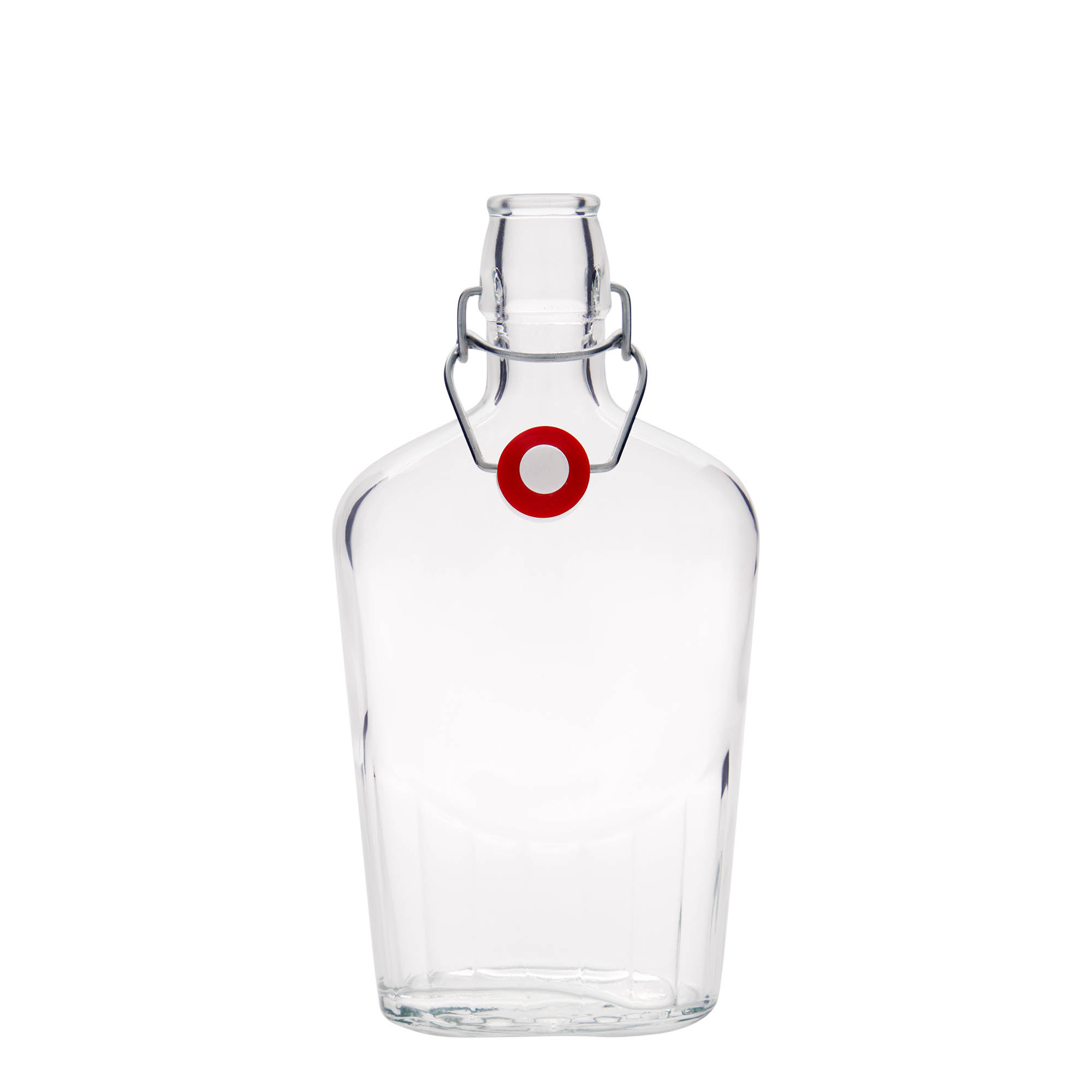 Bottiglia di vetro da 500 ml 'Fiaschetta', ovale, bocca: chiusura a leva Bottiglia di vetro da 500 ml 'Fiaschetta', ovale, bocca: chiusura a leva