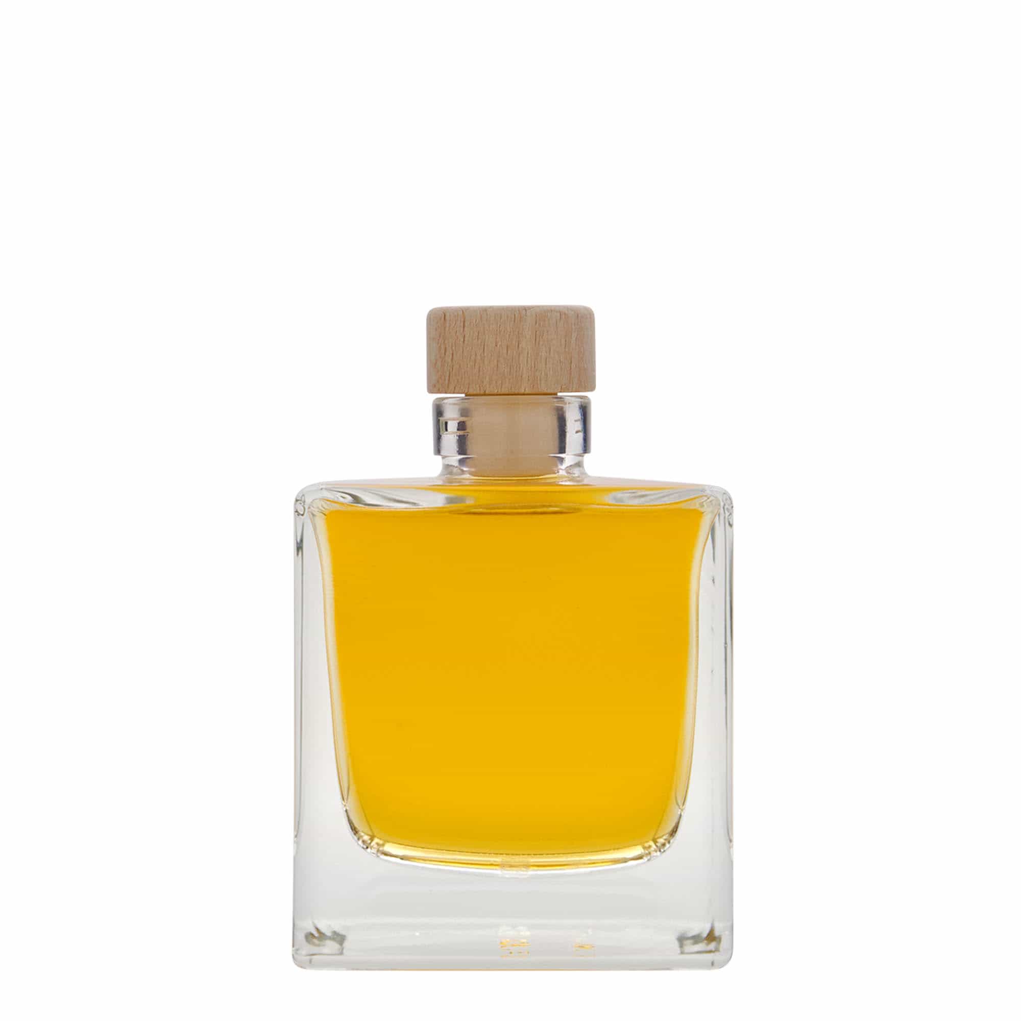 200 ml Bottiglia di vetro 'Cube', quadrata, imboccatura: fascetta