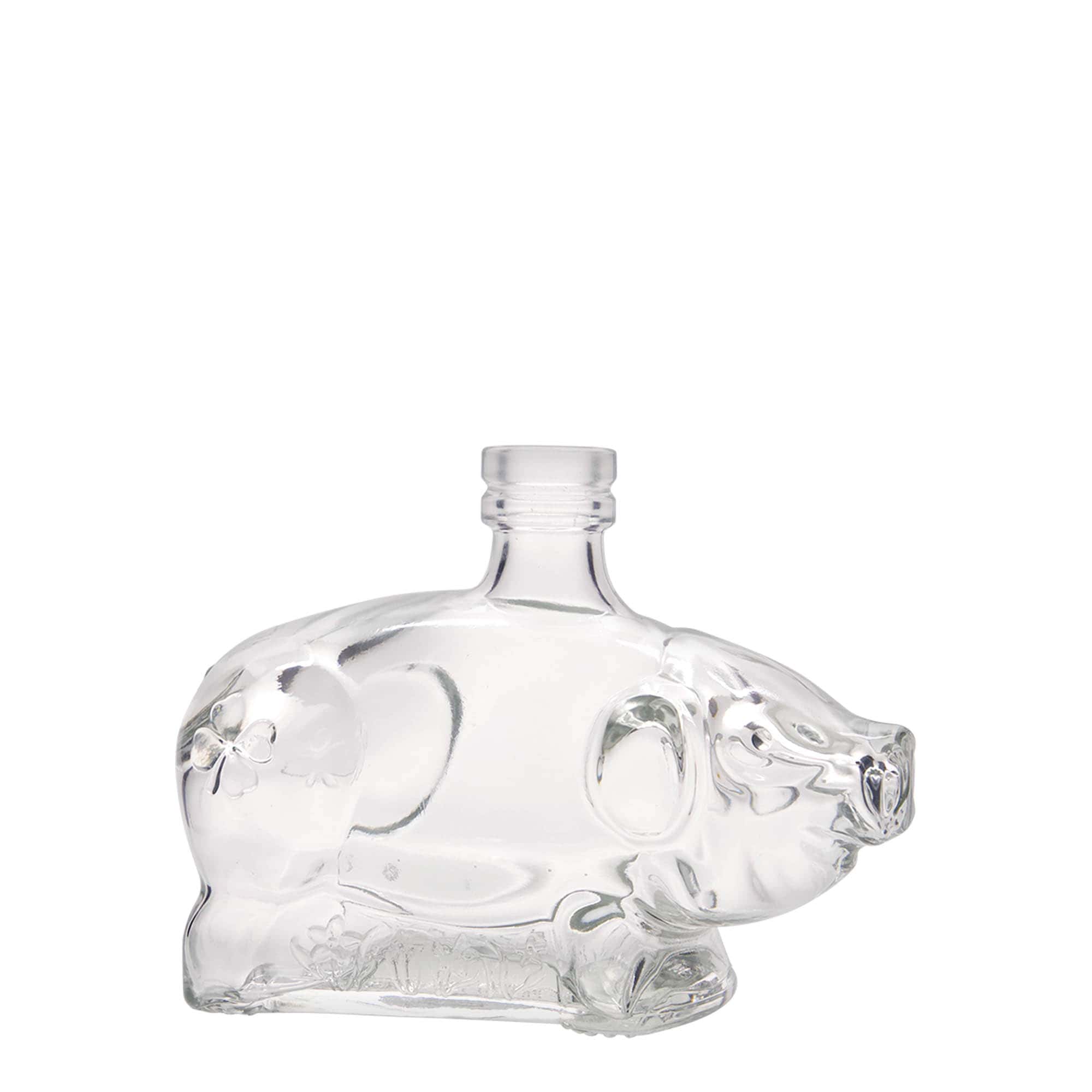 Bottiglia di vetro da 200 ml 'Maialino portafortuna', bocca: sughero Bottiglia di vetro da 200 ml 'Maialino portafortuna', bocca: sughero