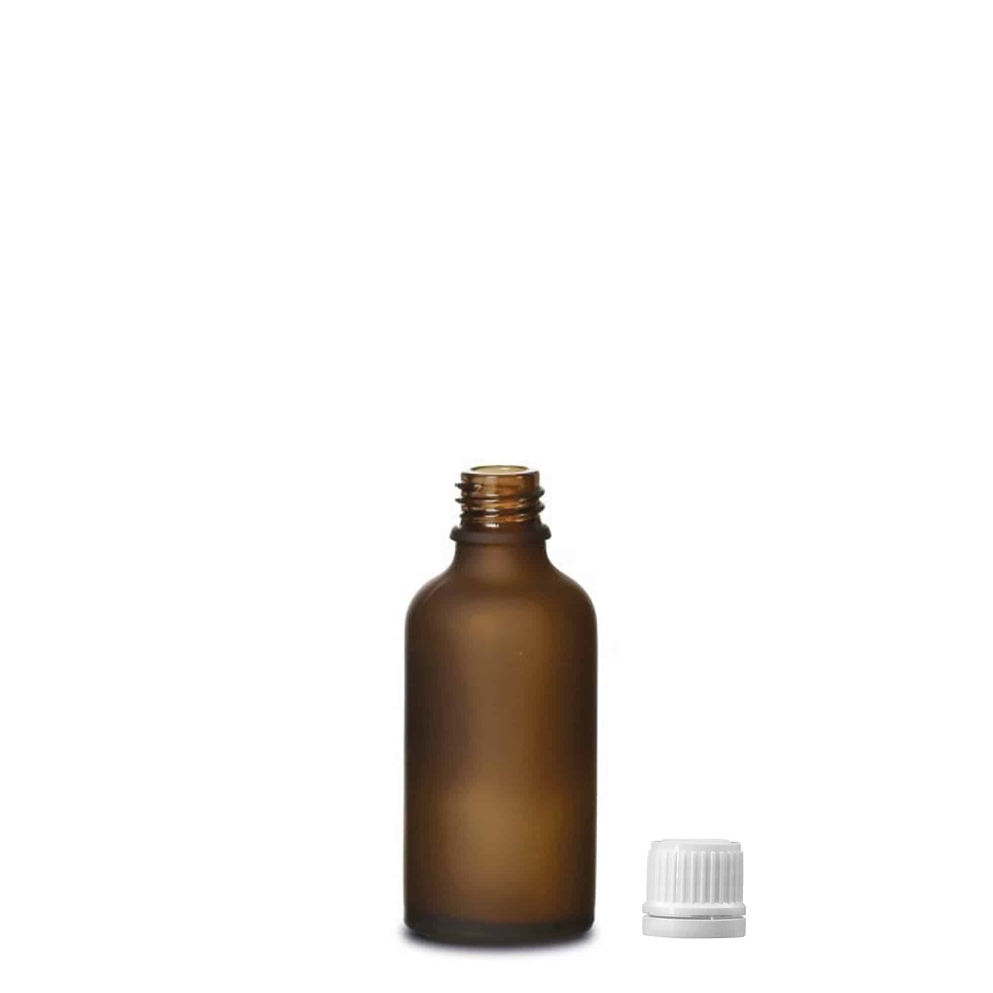 50 ml bottiglia medicinale, vetro, marrone satinato, bocca: DIN 18