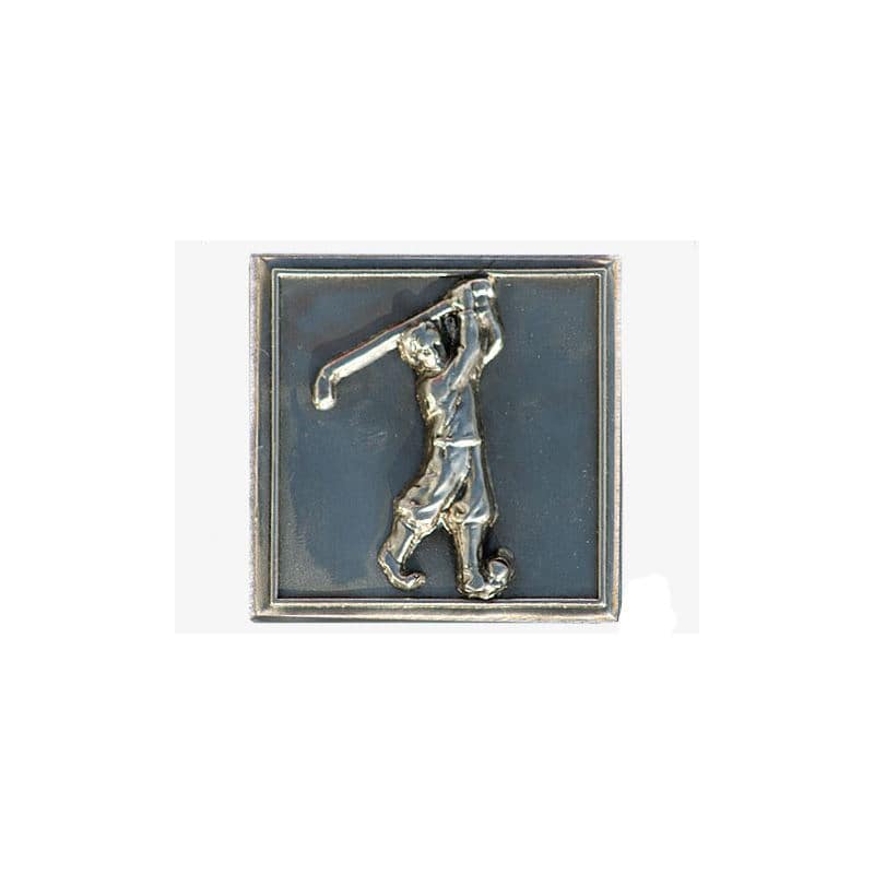 Etichetta metallica 'Golfer', quadrata, stagno, argento