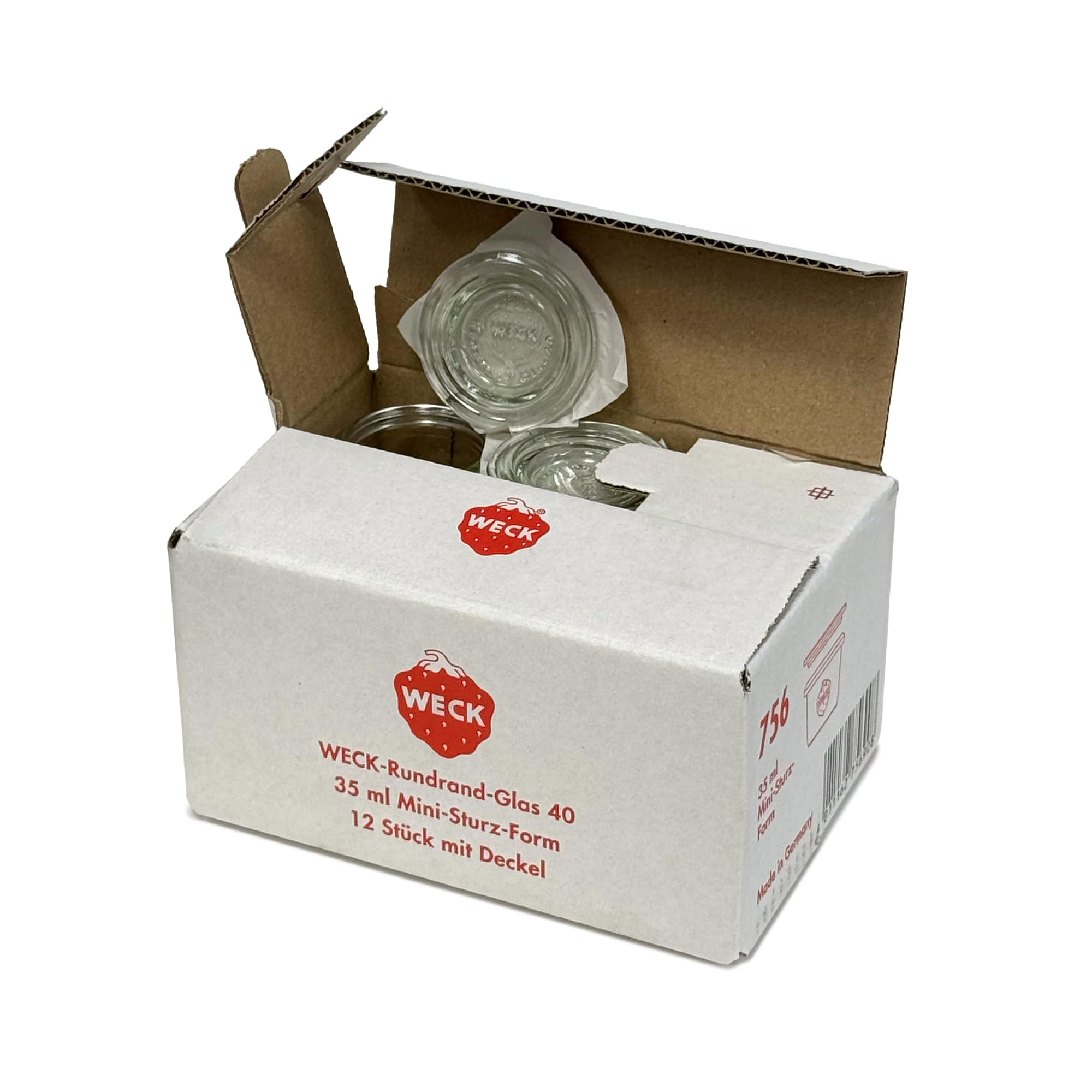 12x 35 ml vaso WECK a bocca larga con coperchio in vetro RR 40