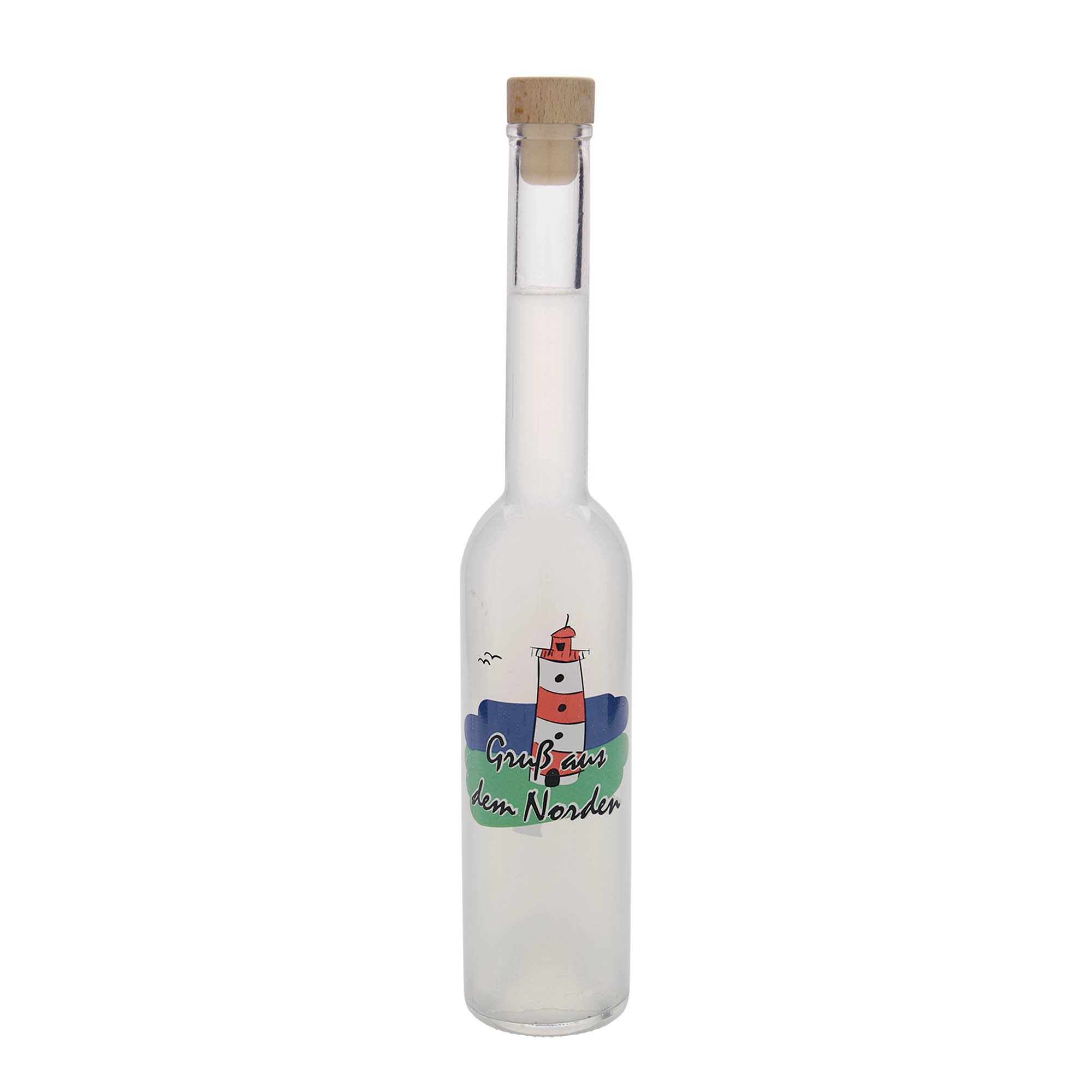 Bottiglia di vetro da 350 ml 'Opera', motivo: Nord, bocca: tappo di sughero Bottiglia di vetro da 350 ml 'Opera', motivo: Nord, bocca: tappo di sughero