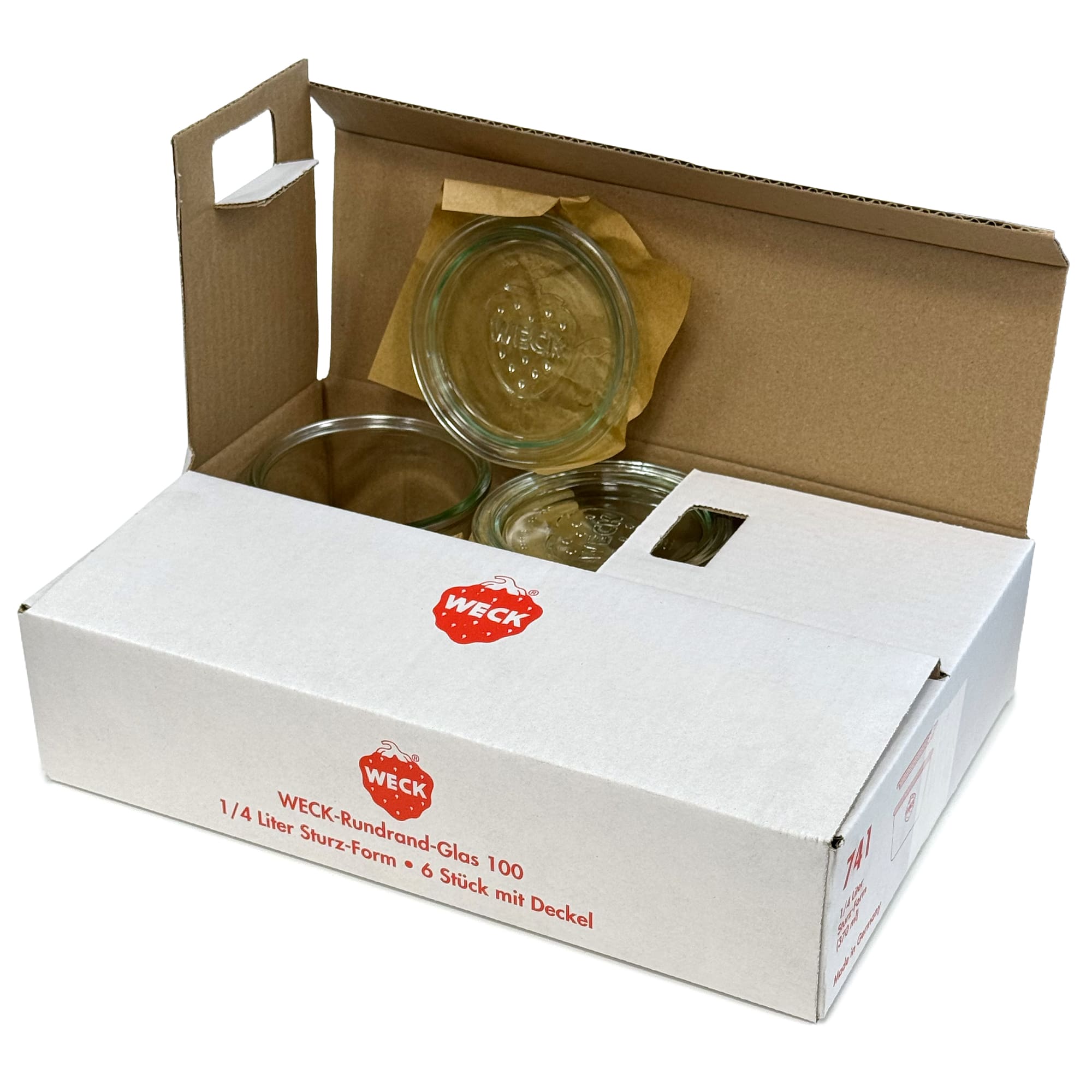 6x 370 ml vaso WECK a bocca larga con coperchio in vetro RR 100