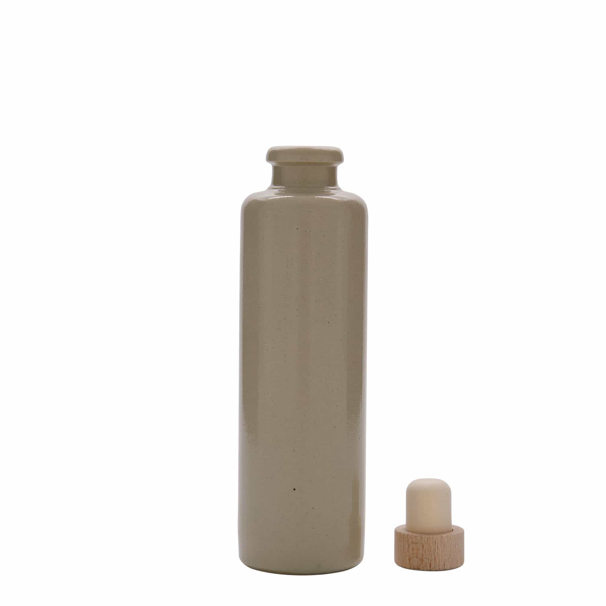 200 ml Bottiglia in ceramica, ceramica grès, beige, imboccatura: fascetta