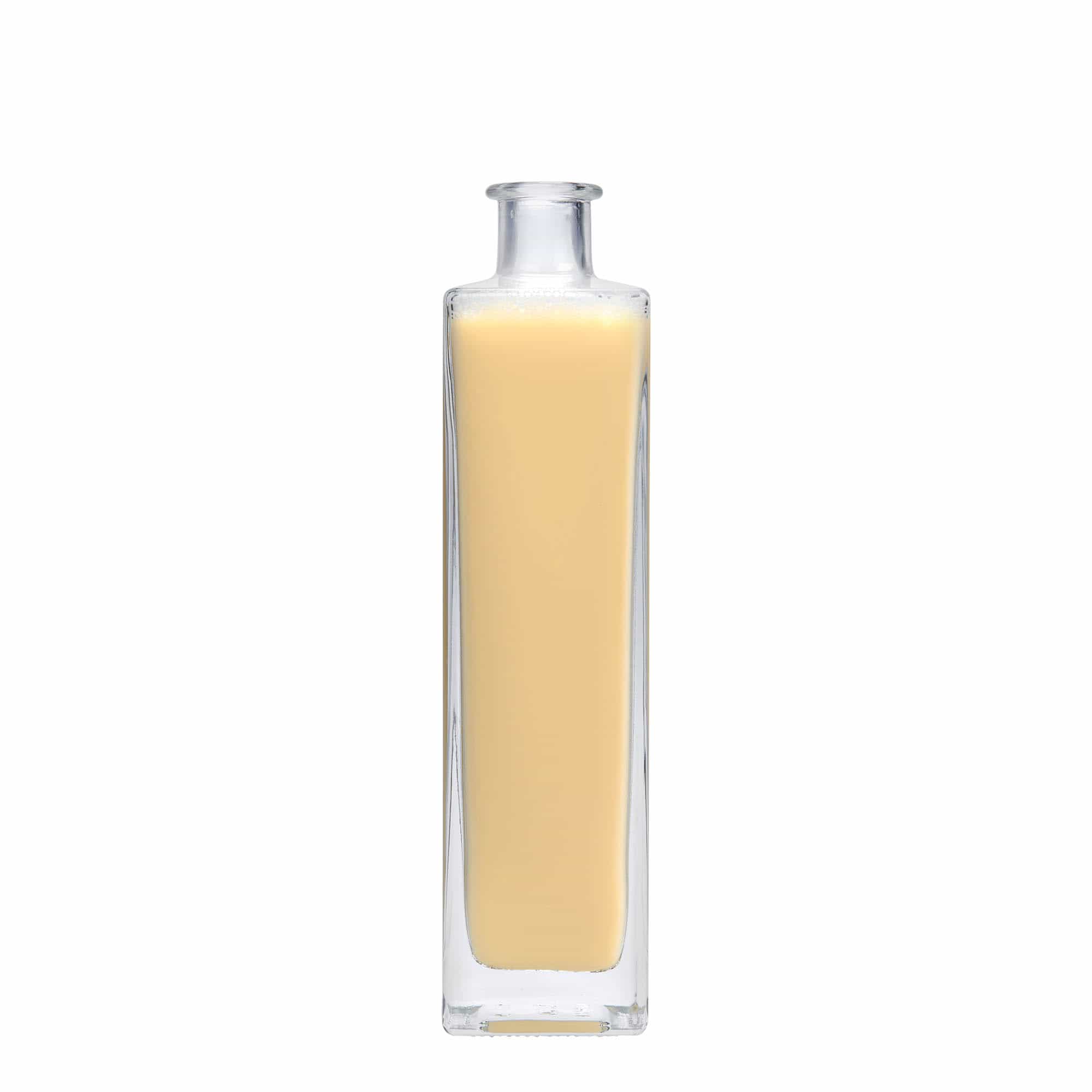 Bottiglia di vetro da 500 ml 'Rafaello', quadrata, bocca: sughero Bottiglia di vetro da 500 ml 'Rafaello', quadrata, bocca: sughero