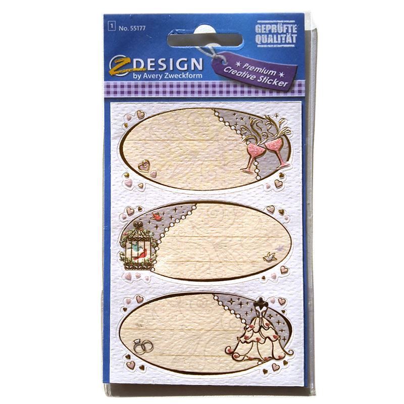 Zweckform Etichette 'Auguri di nozze', ovale, carta, multicolore Zweckform Etichette 'Auguri di nozze', ovale, carta, multicolore