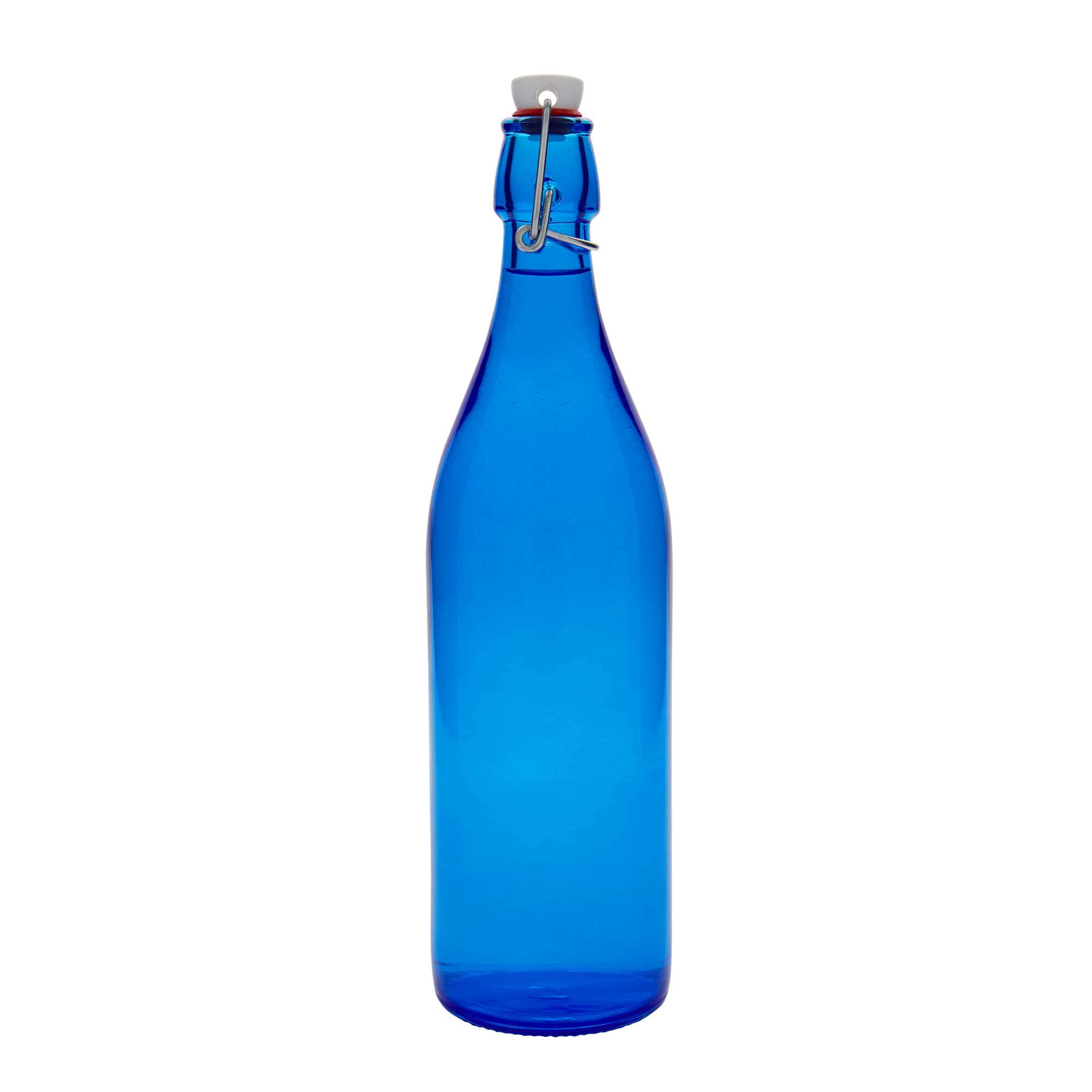 Bottiglia di vetro da 1.000 ml 'Giara', blu, bocca: chiusura a leva Bottiglia di vetro da 1.000 ml 'Giara', blu, bocca: chiusura a leva